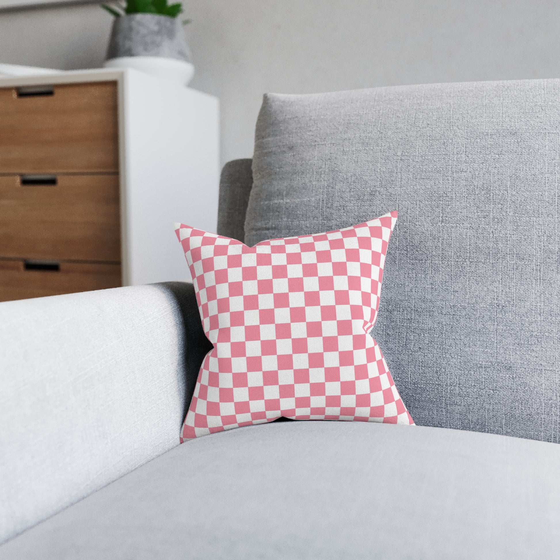 Brigandine Checkered Scene Square Pillow - Pink Back, Artsulli - Art is Long, Life is Short, Home Decor, , , , , , , 