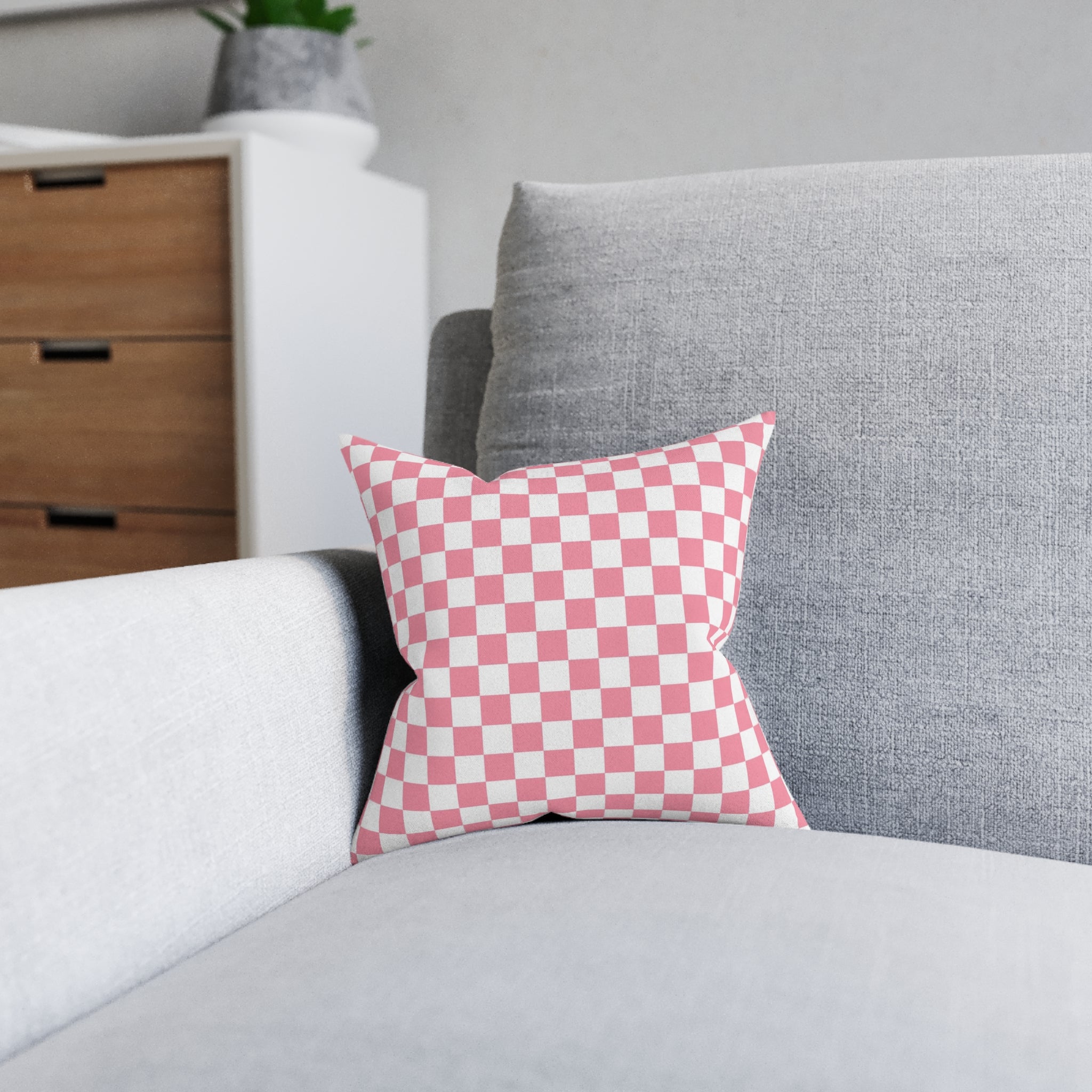 Brigandine Checkered Scene Square Pillow - Pink Back, Artsulli - Art is Long, Life is Short, Home Decor, , , , , , , 