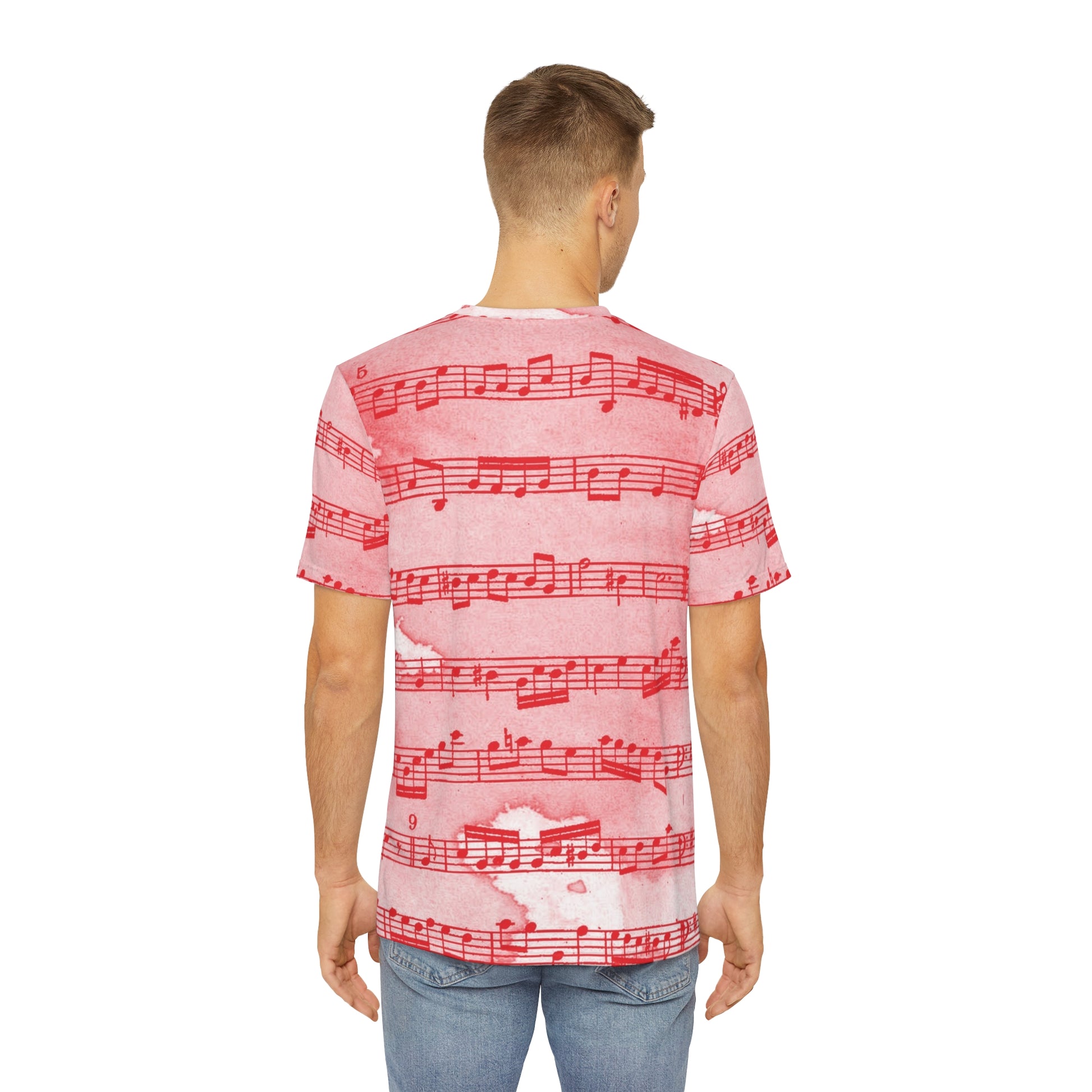 Drip Spill Type Beat Sheet Music Red Men's Polyester Tee (AOP), Artsulli - Art is Long, Life is Short, All Over Prints, , , , , , , 