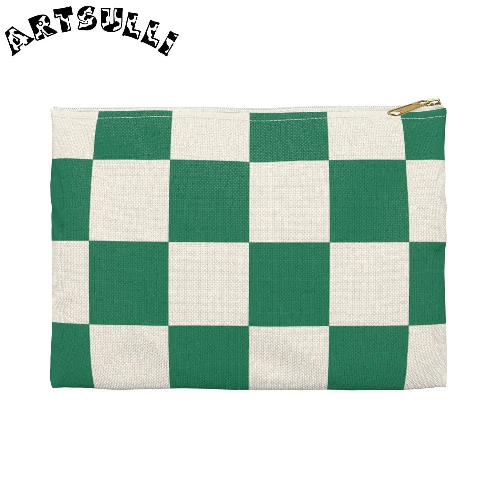 JAKKOUTTHEBXX Checkerboard Dark Green Accessory Pouch JAKKOUTTHEBXX