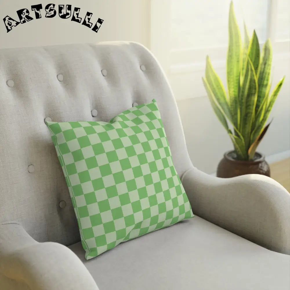 JAKKOUTTHEBXX Checkerboard Green Cushion JAKKOUTTHEBXX Artsulli