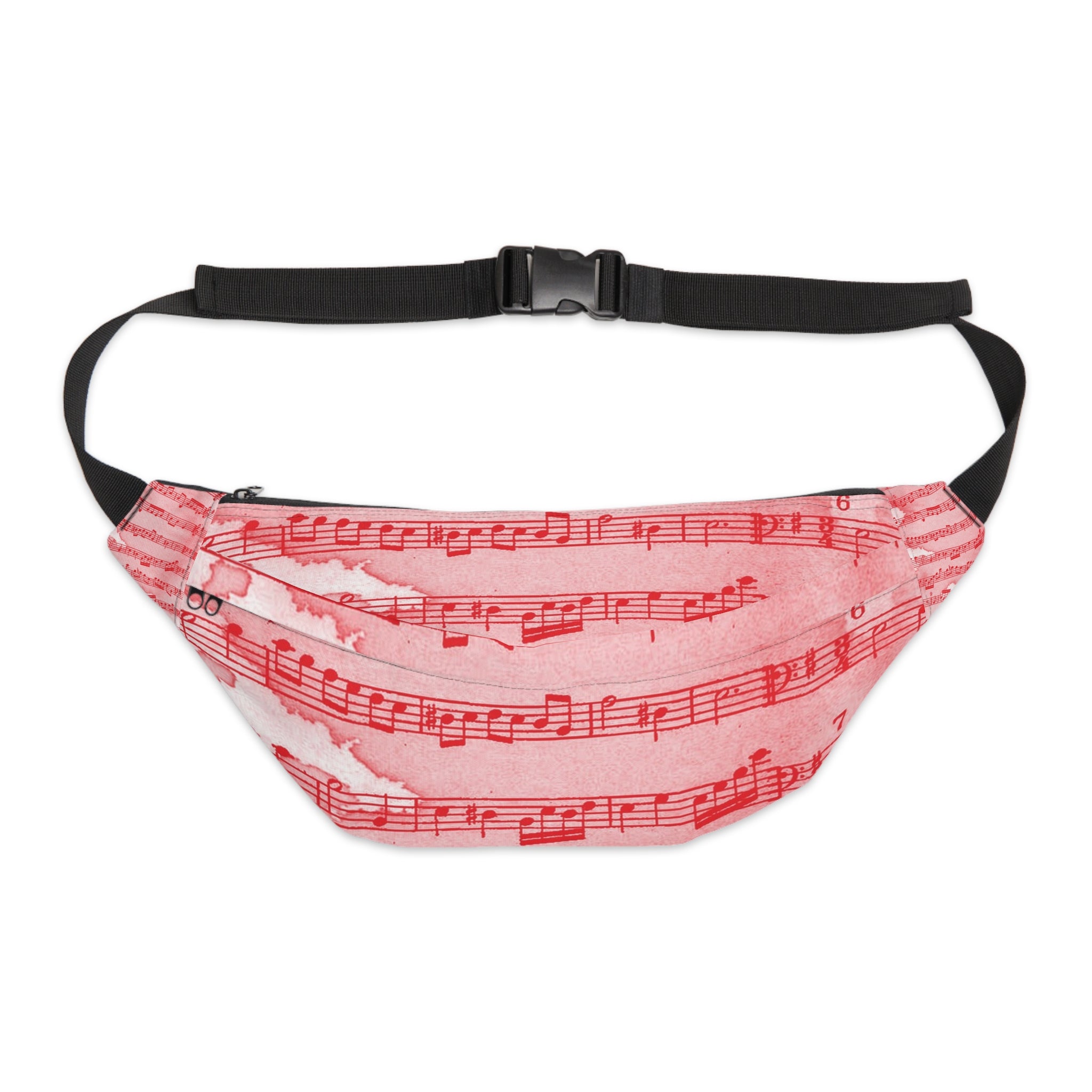 Drip Spill Type Beat Sheet Music Red Large Fanny Pack, Artsulli - Art is Long, Life is Short, Bags, Size, 8" × 9" × 4'', , , , , 94311574579345156775
