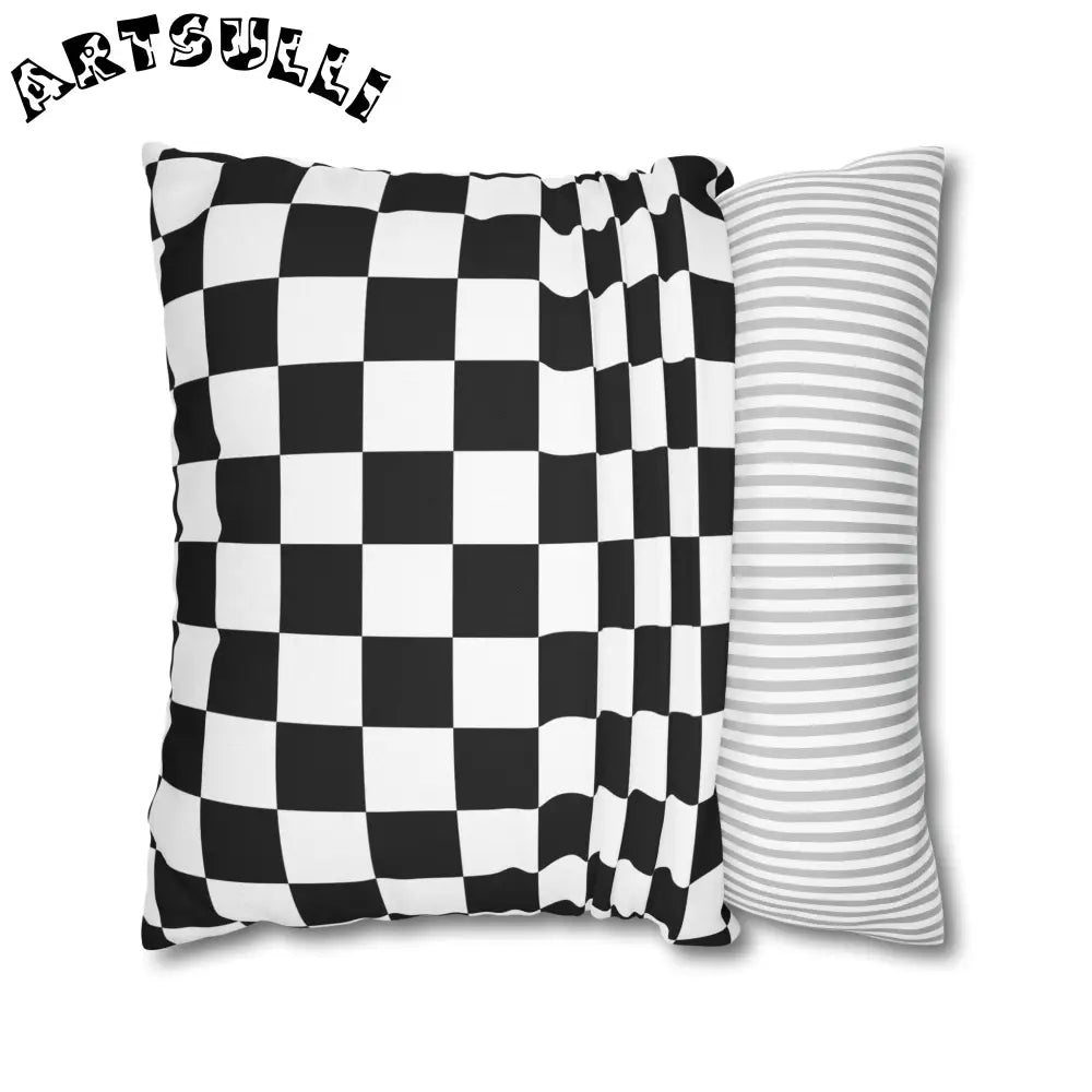 JAKKOUTTHEBXX Checkerboard Black and White Spun Polyester Square