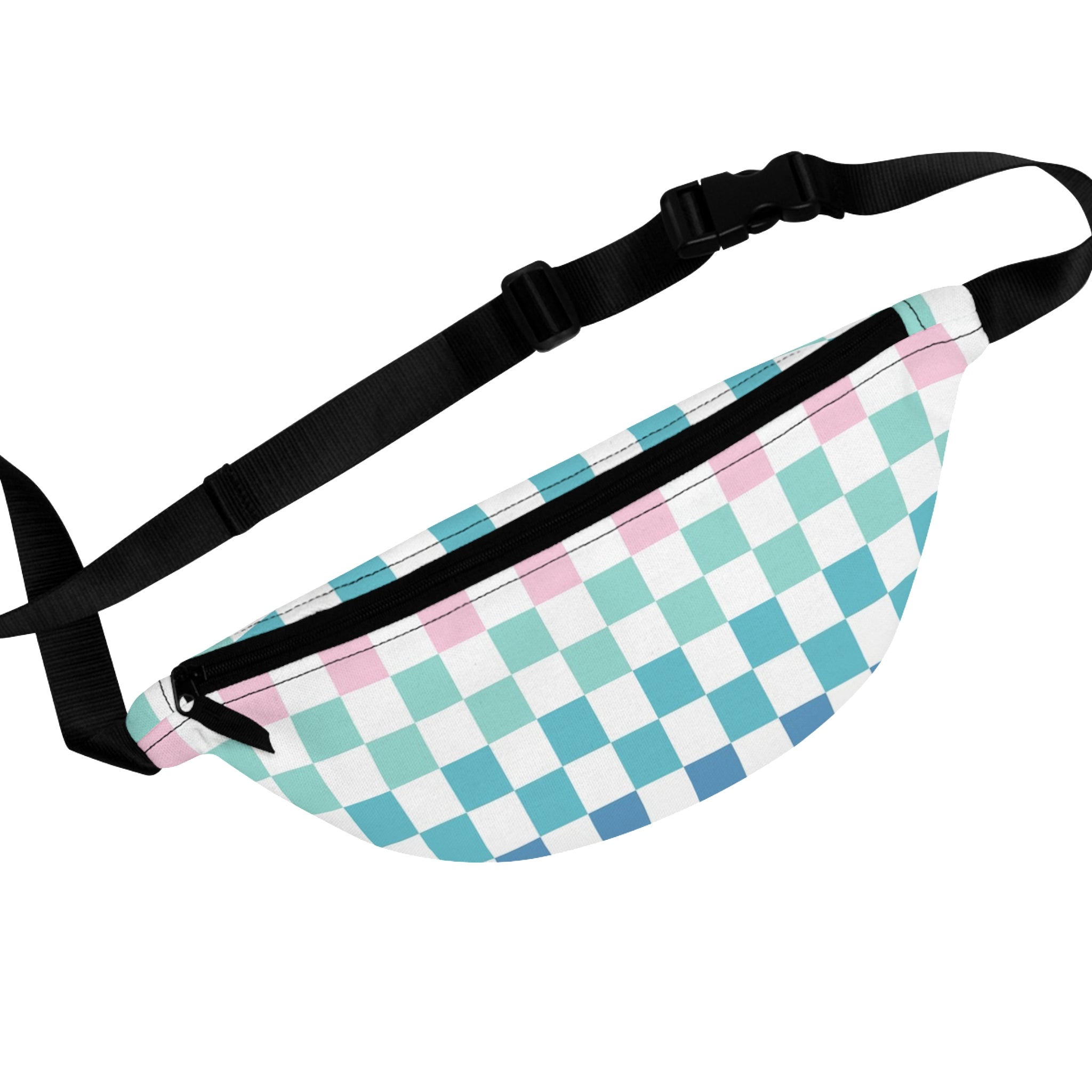 Vaporwave Rainbow  Checkerboard Multi-Color Fanny Pack, Artsulli - Art is Long, Life is Short, Bags, Size, One size, , , , , 85184494682996653851