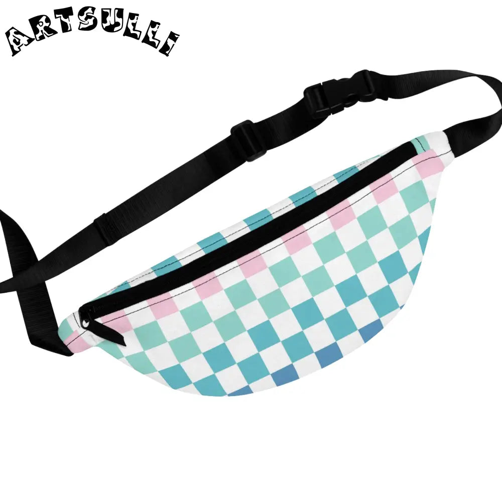 JAKKOUTTHEBXX Vaporwave Rainbow Checkerboard Multi-Color Fanny Pack