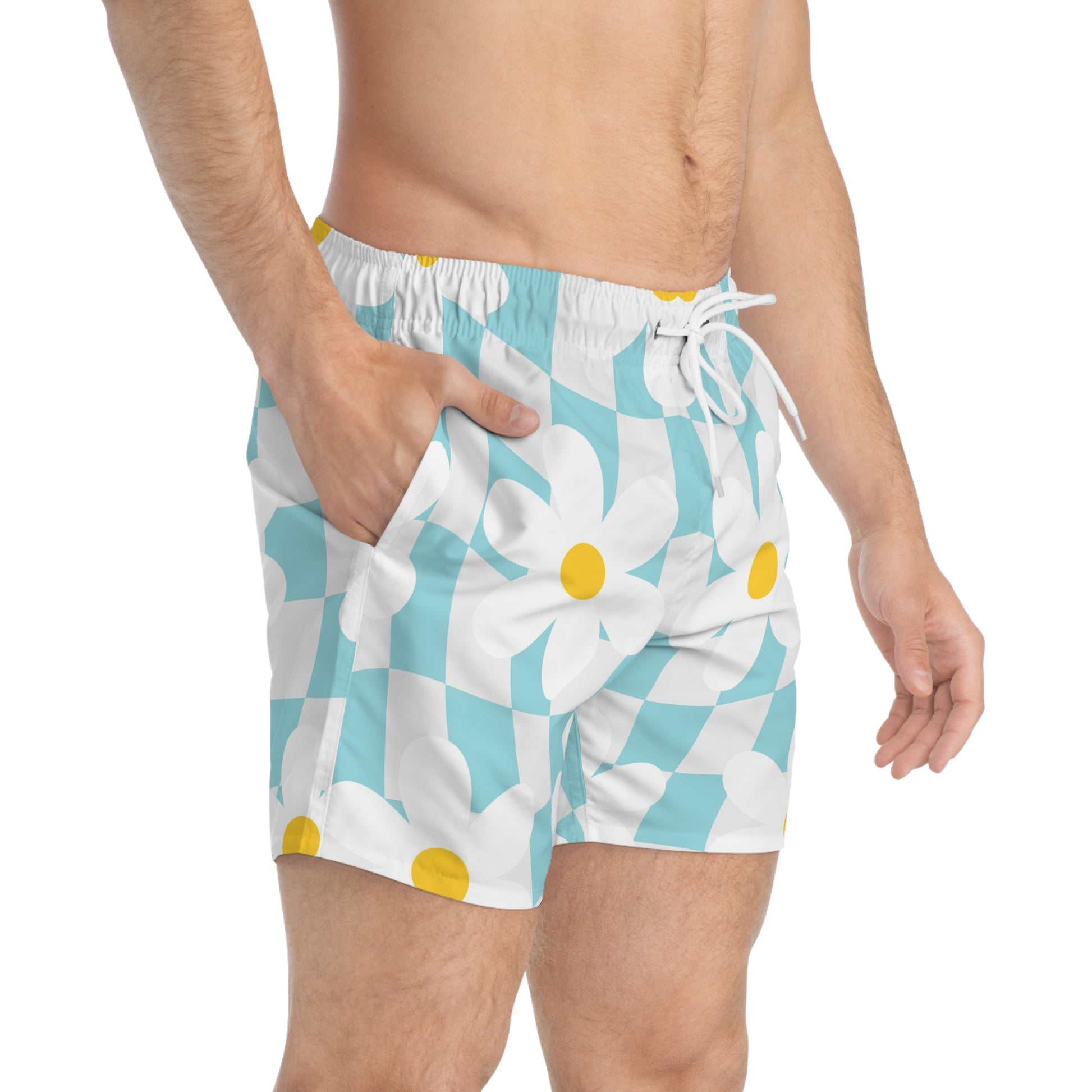 Trippy Check Garden Swim Trunks (AOP), Artsulli - Art is Long, Life is Short, All Over Prints, , , , , , , 