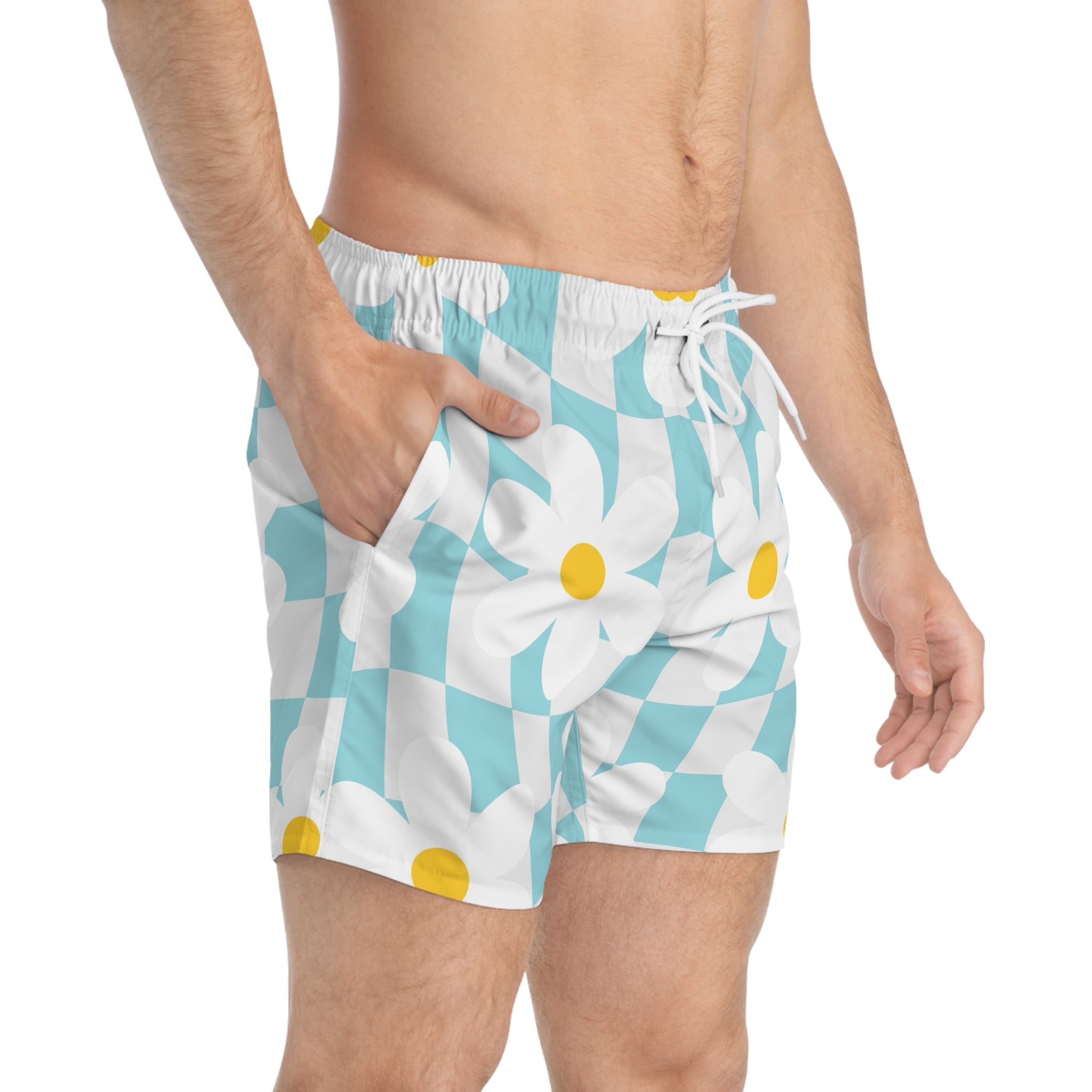 Trippy Check Garden Swim Trunks (AOP), Artsulli - Art is Long, Life is Short, All Over Prints, , , , , , , 