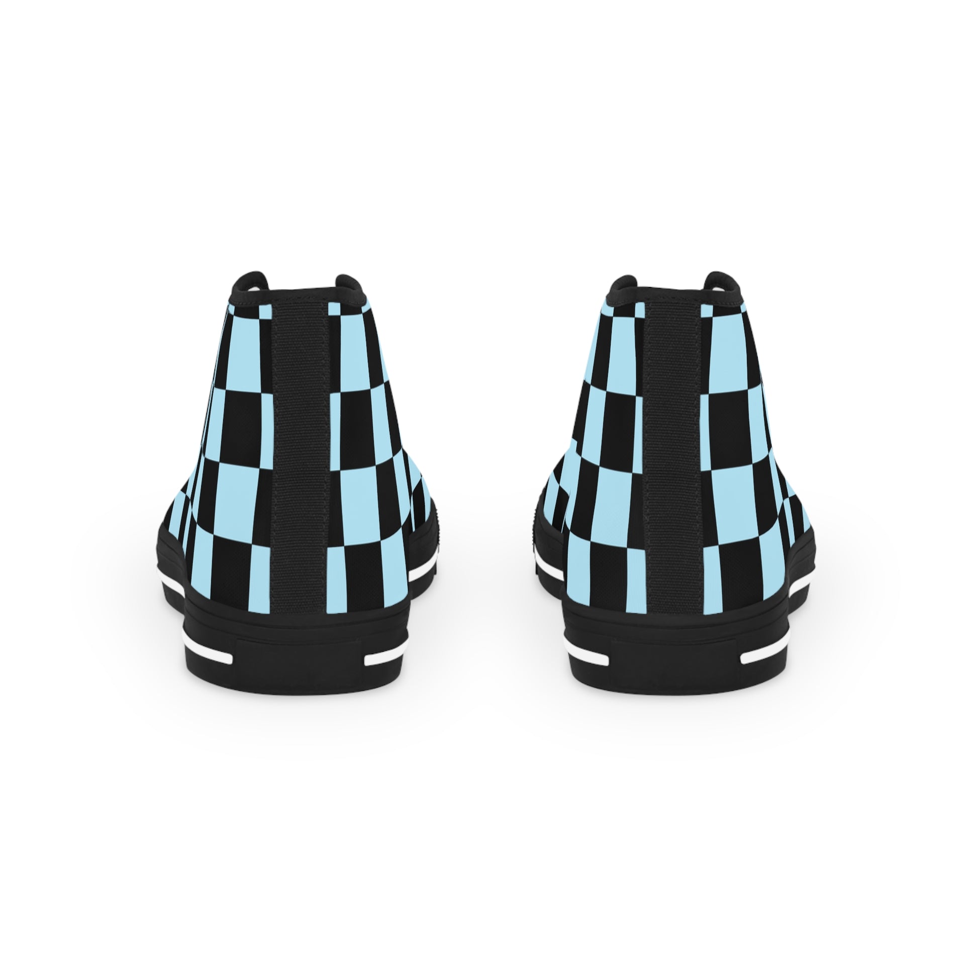 Checkerboard Black and Blue Men's High Top Sneakers, Artsulli - Art is Long, Life is Short, Shoes, , , , , , , 
