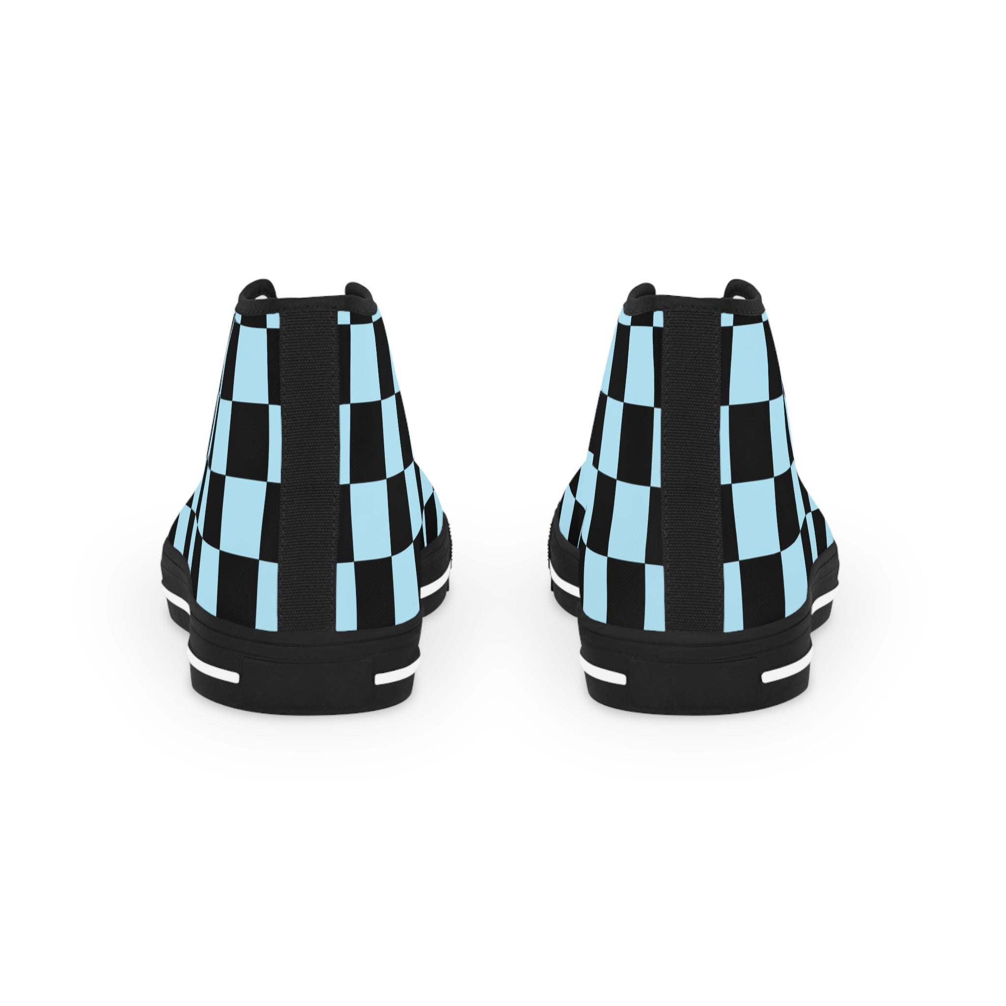 Checkerboard Black and Blue Men's High Top Sneakers, Artsulli - Art is Long, Life is Short, Shoes, , , , , , , 
