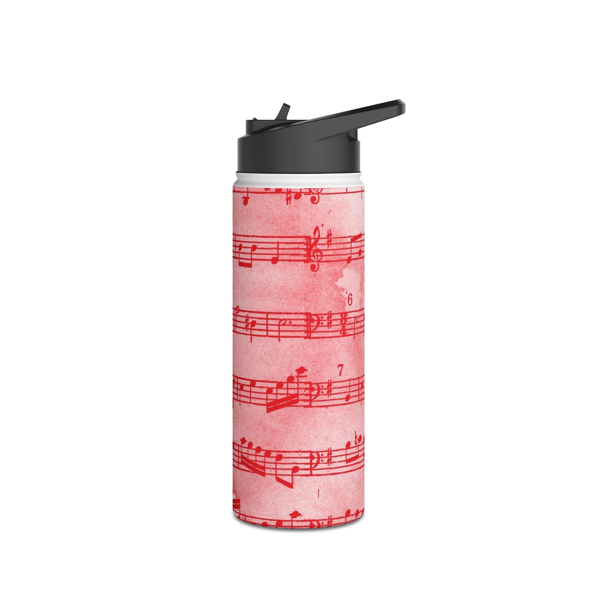 Drip Spill Type Beat Sheet Music Red Stainless Steel Water Bottle, Standard Lid, Artsulli - Art is Long, Life is Short, Mug, , , , , , , 