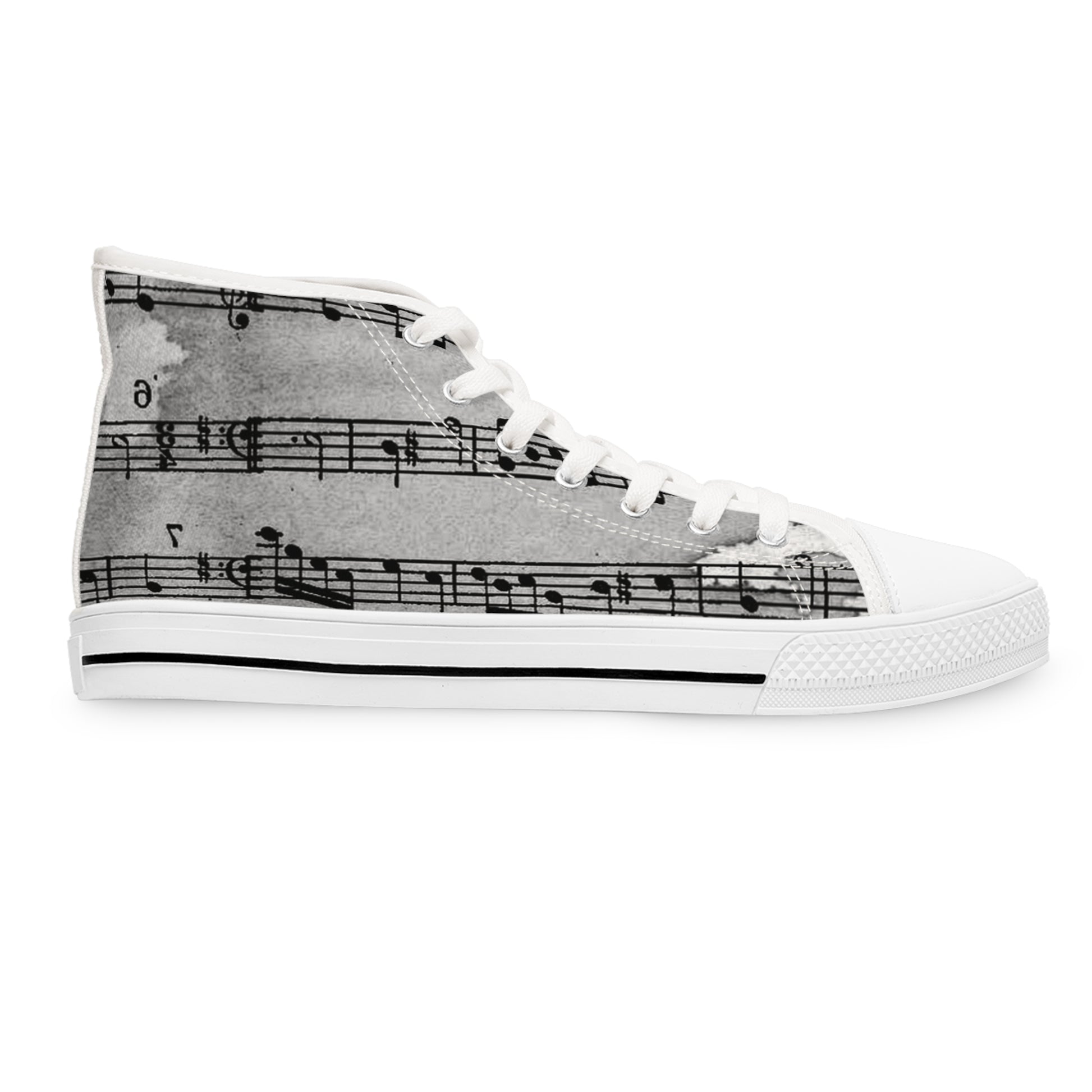 Drip Spill Type Beat Sheet Music Black Women's High Top Sneakers, Artsulli - Art is Long, Life is Short, Shoes, , , , , , , 
