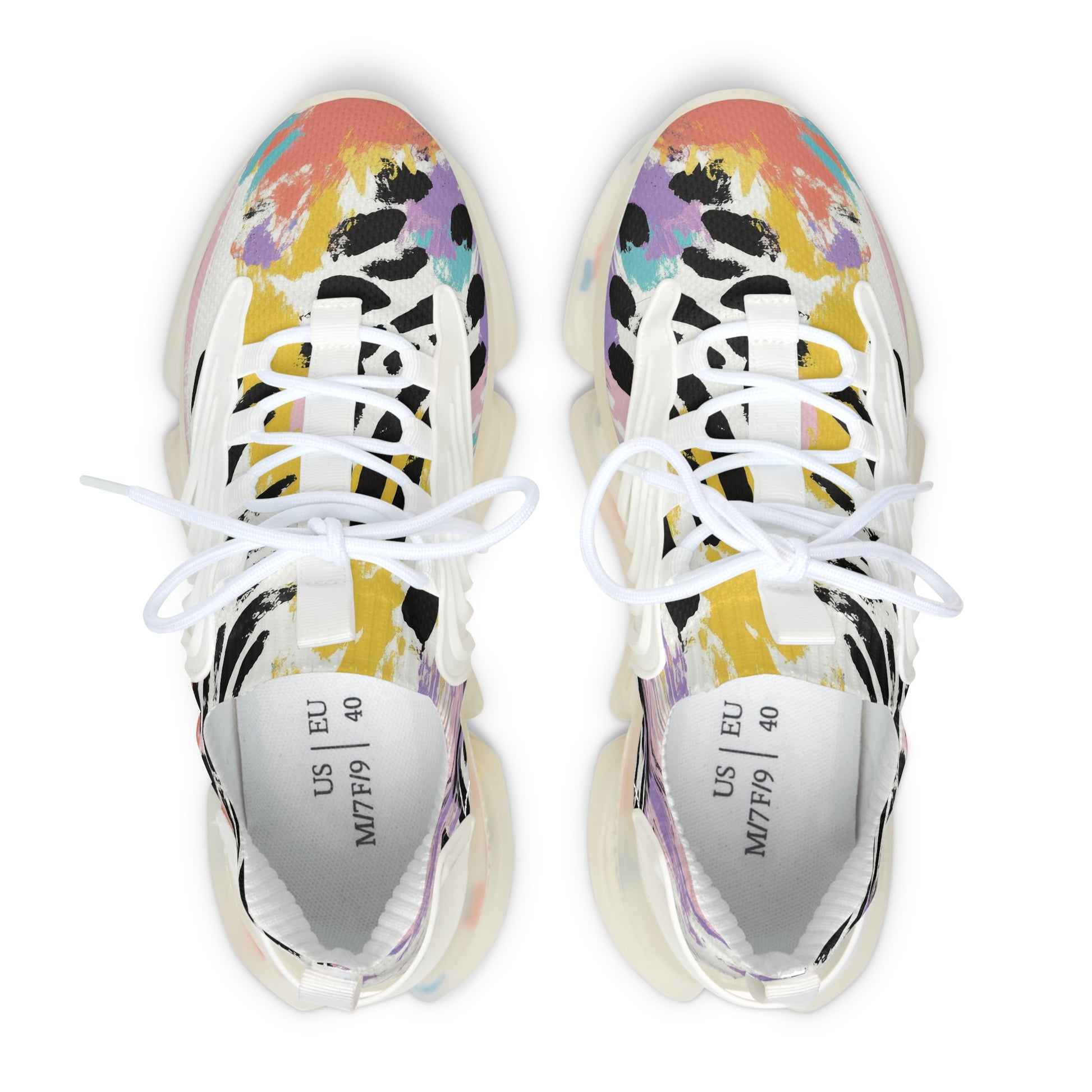 Wild Zebra Stripes x Paint Brush Strokes Multi-Color Women's Mesh Sneakers, Artsulli - Art is Long, Life is Short, Shoes, , , , , , , 