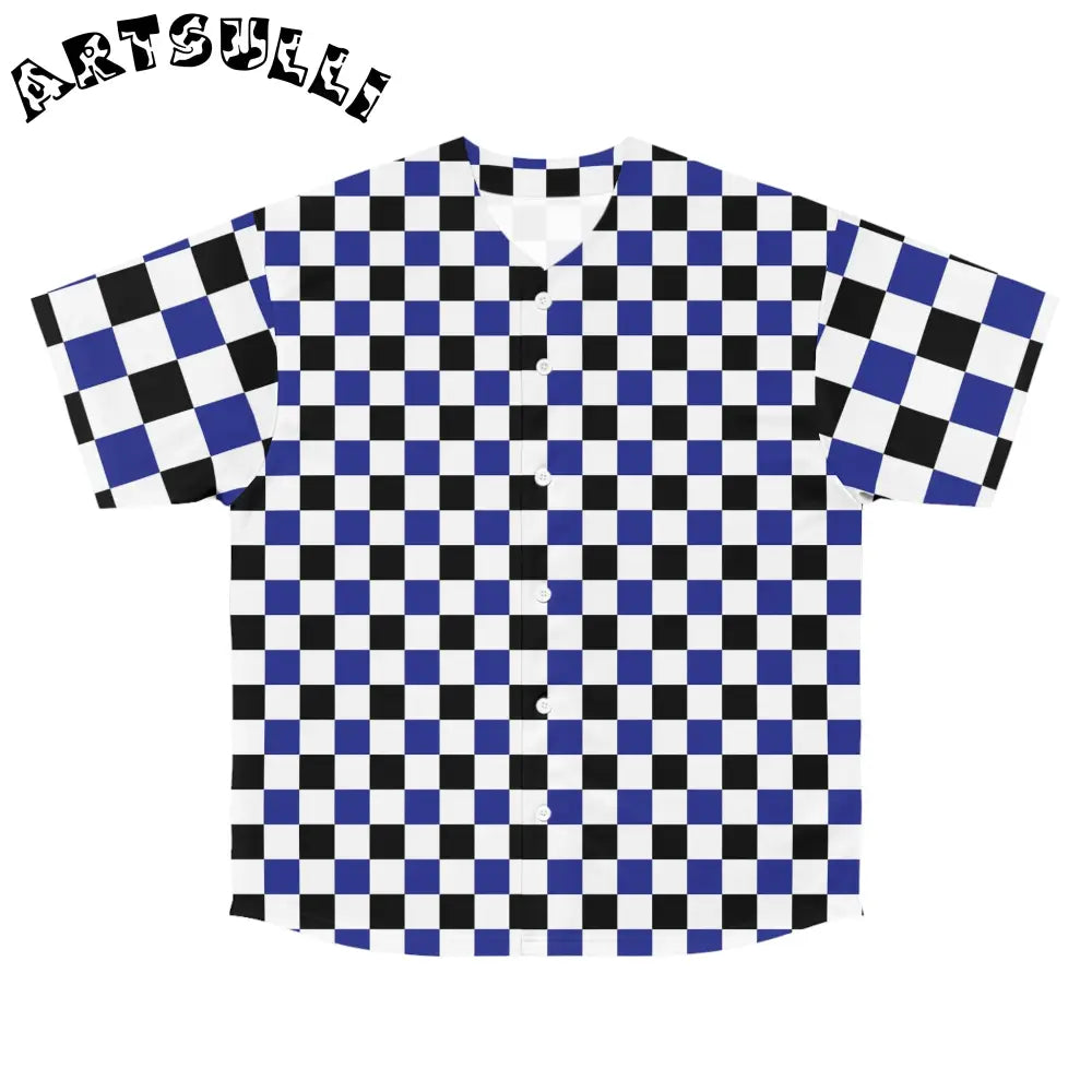 JAKKOUTTHEBXX Checkerboard II Blue White and Black Men’s Baseball