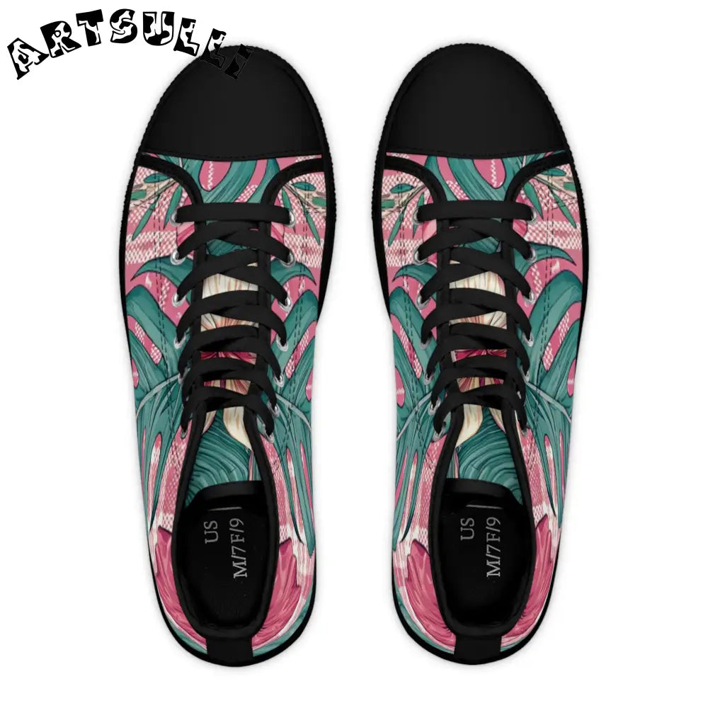 JAKKOUTTHEBXX Plaid x Floral Burgundy and Green Women’s High Top
