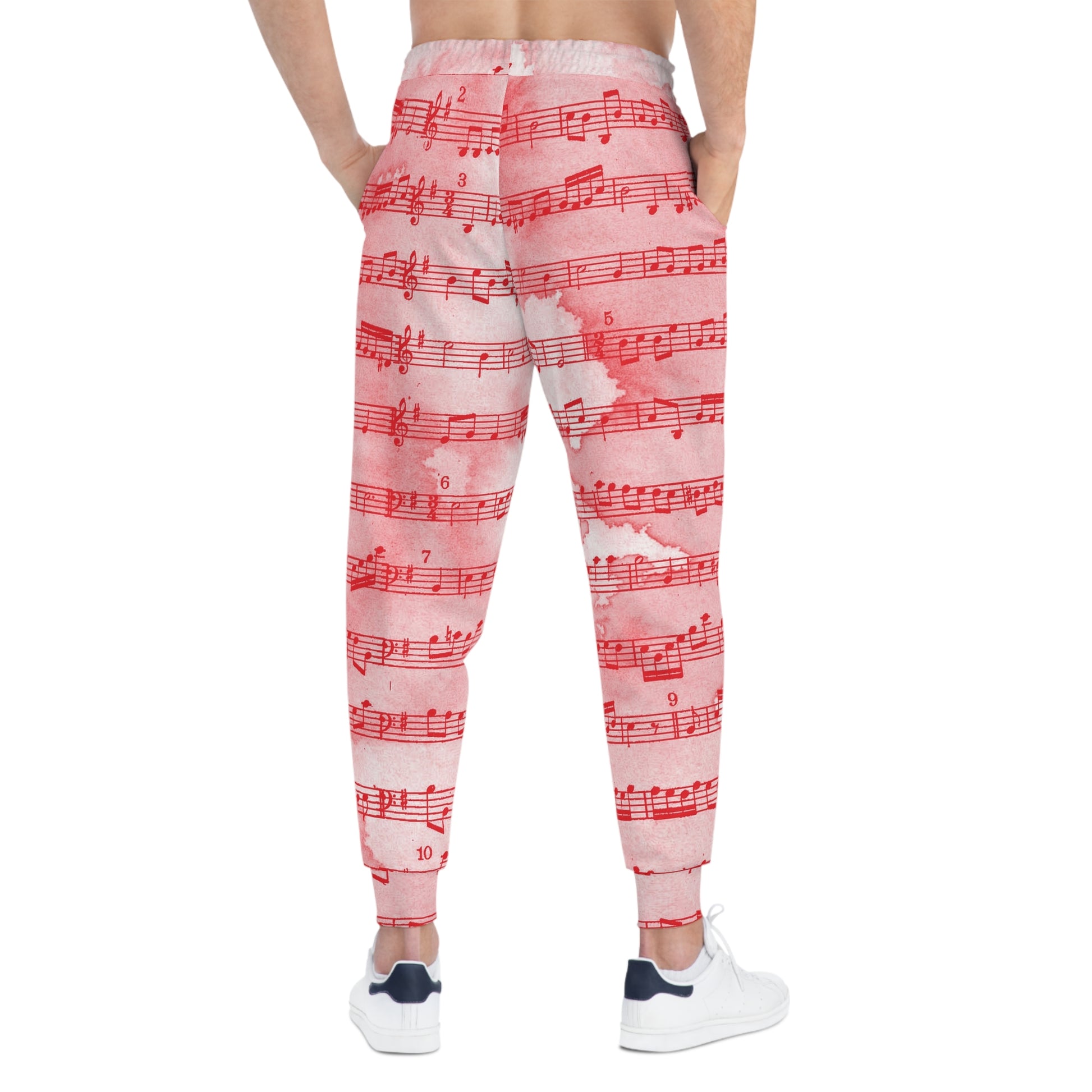 Drip Spill Type Beat Sheet Music II Red Athletic Joggers (AOP), Artsulli - Art is Long, Life is Short, All Over Prints, , , , , , , 