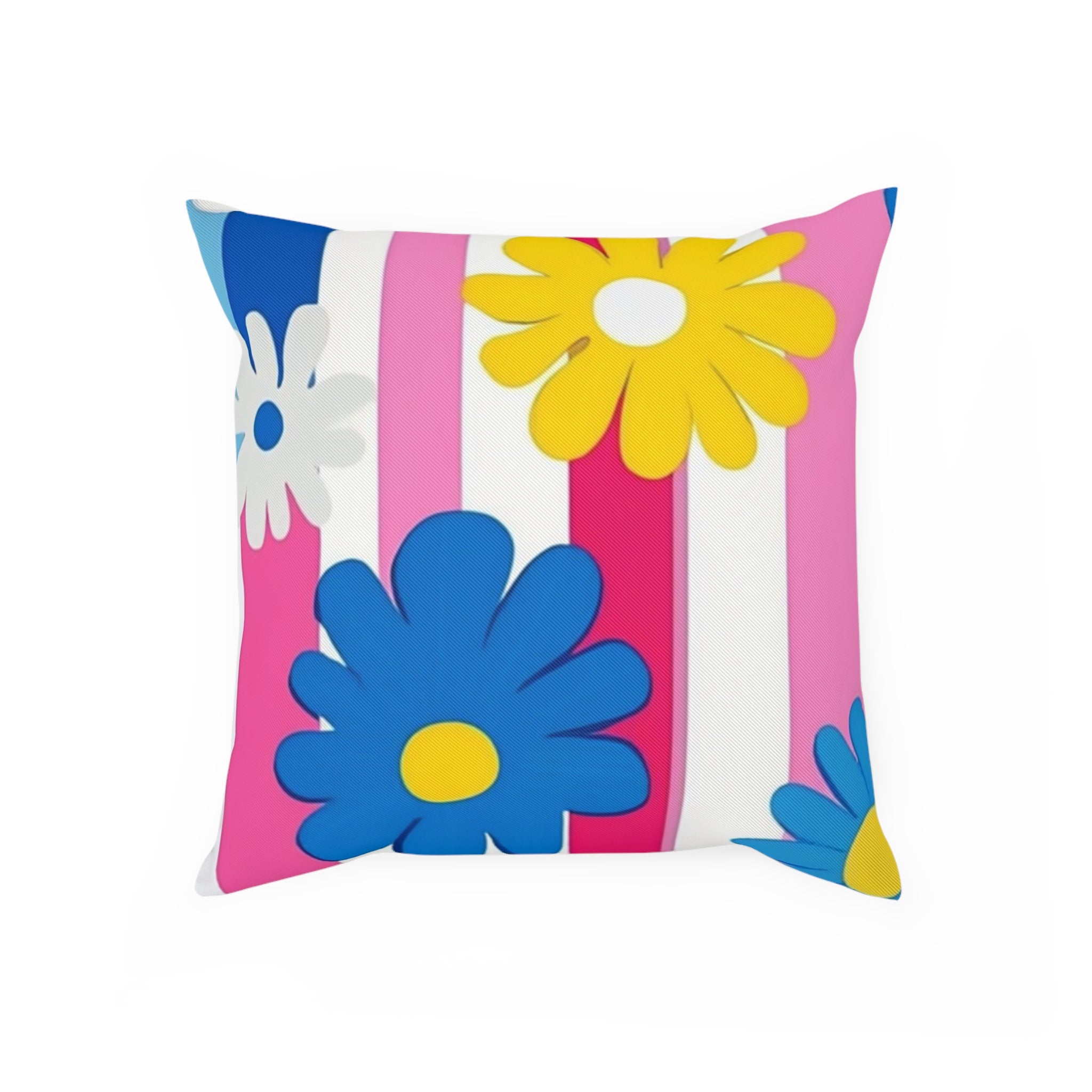 Flowers x Stripes Multi-Color Cushion, Artsulli - Art is Long, Life is Short, Home Decor, Size, 15.7" × 15.7", , , , , 55650086112914