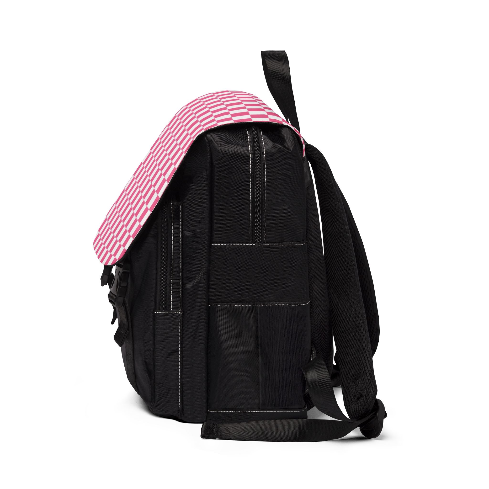 Yuyushiki Pink Check Unisex Casual Shoulder Backpack, Artsulli - Art is Long, Life is Short, Bags, , , , , , , 