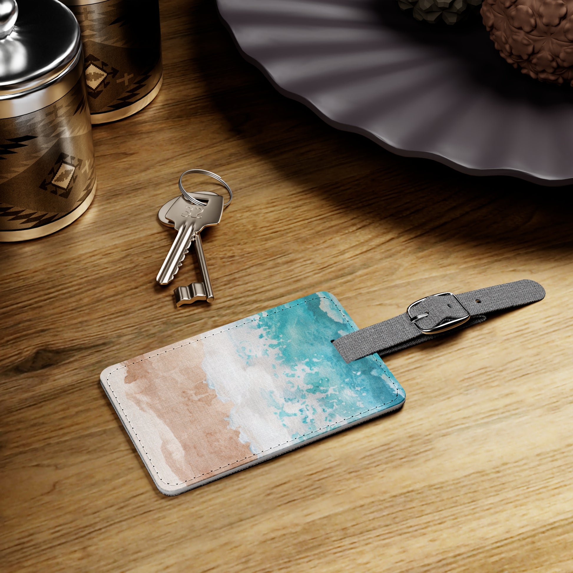 Seashore Saffiano Polyester Luggage Tag, Rectangle, Artsulli - Art is Long, Life is Short, Accessories, , , , , , , 