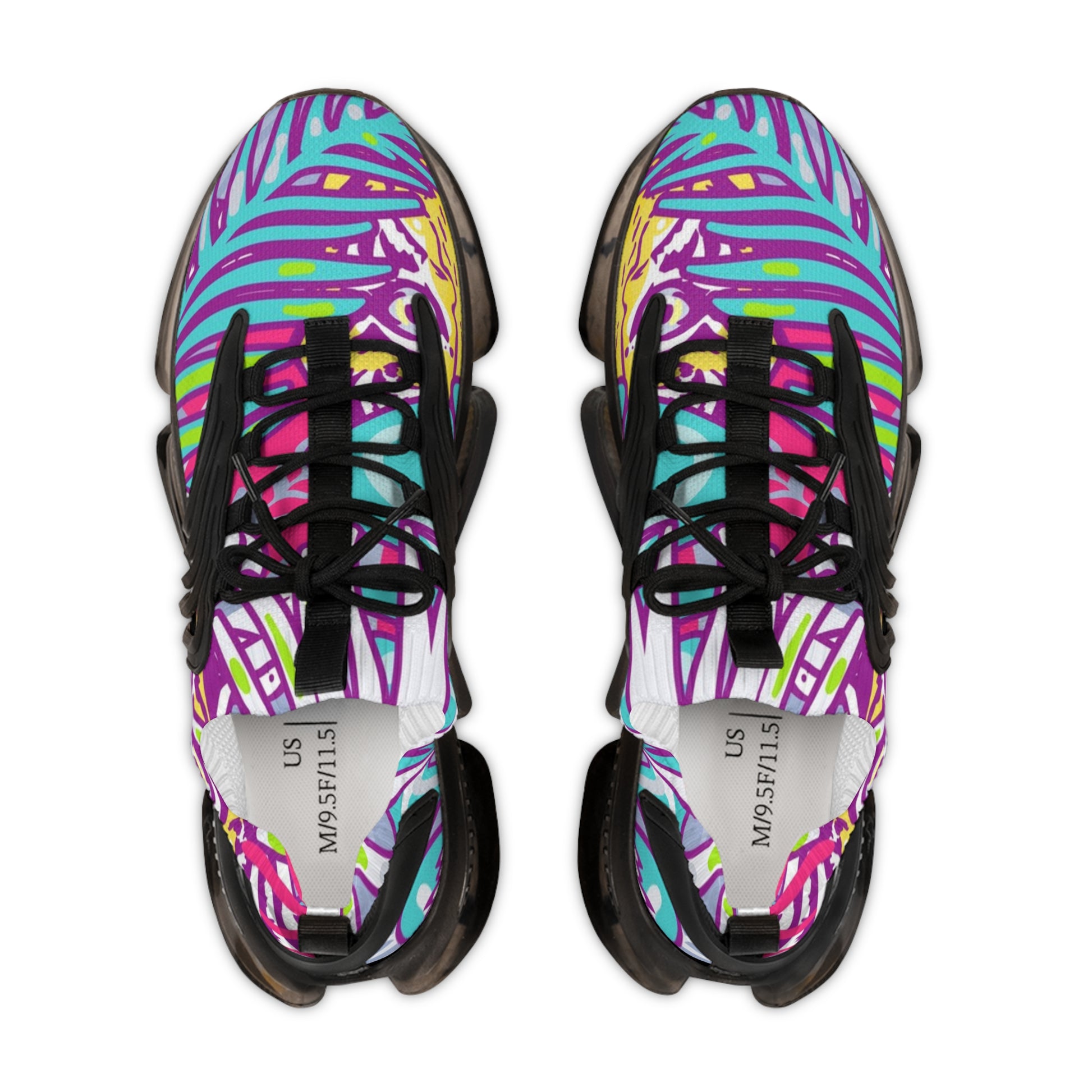 Tropical Jungle Tigers Torquise and Purple Men's Mesh Sneakers, Artsulli - Art is Long, Life is Short, Shoes, , , , , , , 