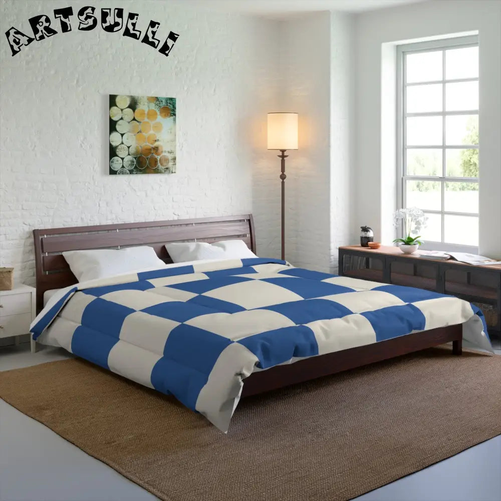 JAKKOUTTHEBXX Checkerboard Blue Comforter JAKKOUTTHEBXX Artsulli