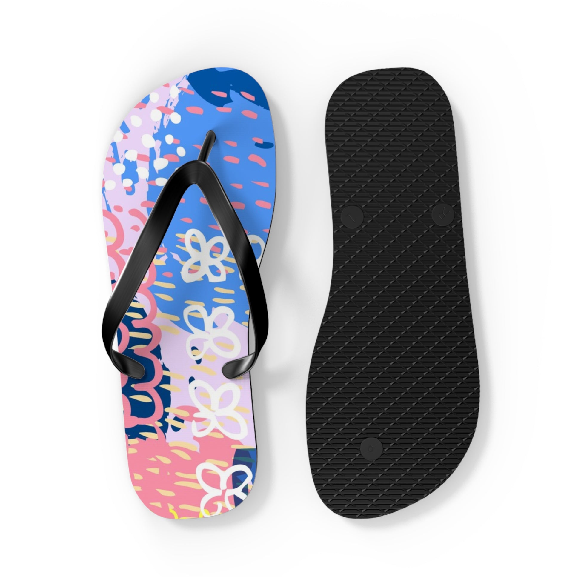 Flowers x Doodles x Hearts Multi-Color Flip Flops, Artsulli - Art is Long, Life is Short, Shoes, , , , , , , 