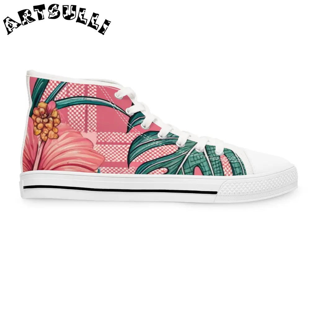 JAKKOUTTHEBXX Plaid x Floral Burgundy Women’s High Top Sneakers