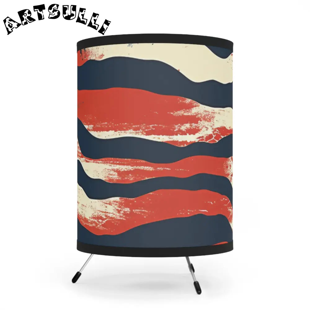 JAKKOUTTHEBXX Tripod Lamp with Abstract Wave Printed Shade