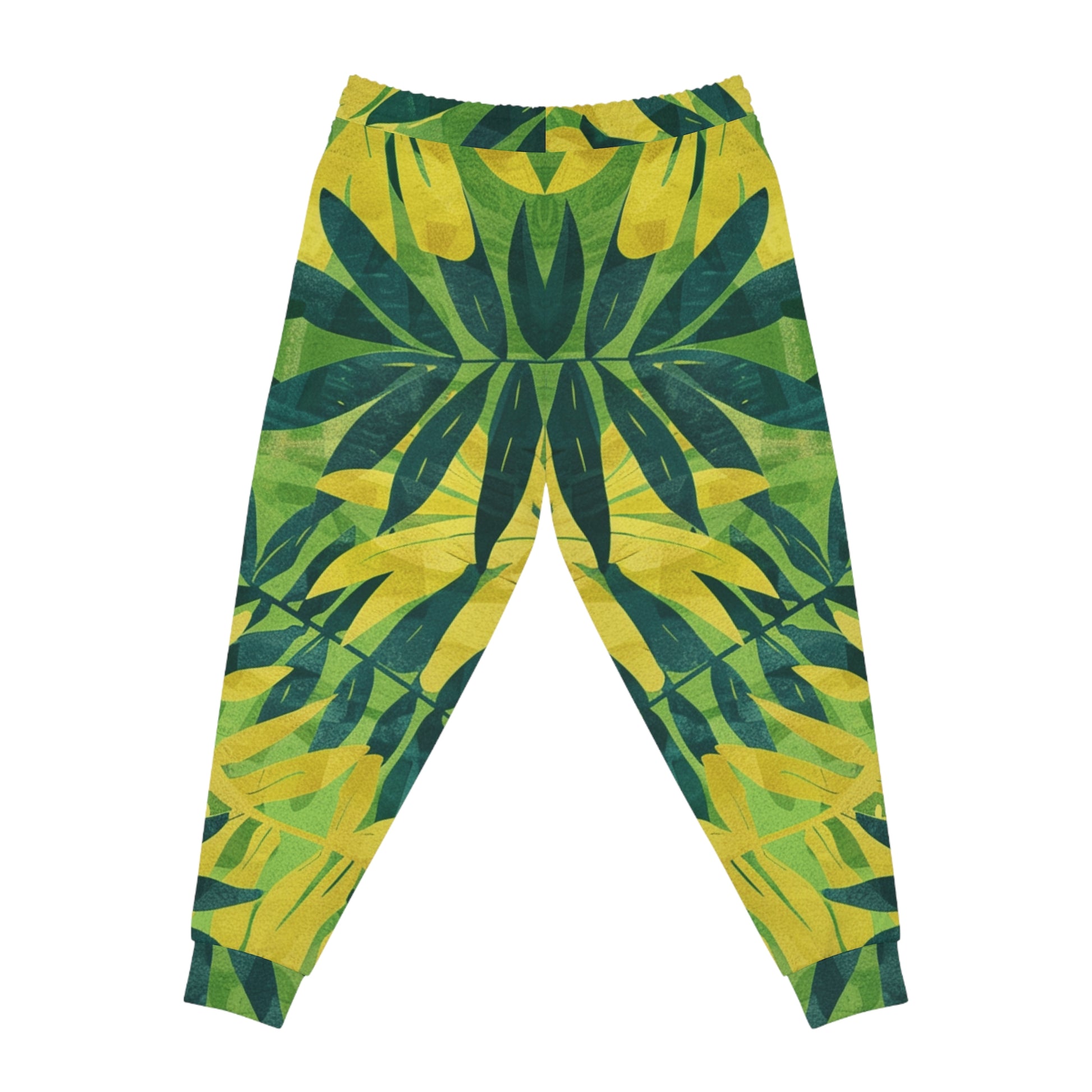 Green Leaf x Yellow Leaf x Tropical x Jungle Athletic Joggers (AOP), Artsulli - Art is Long, Life is Short, All Over Prints, , , , , , , 
