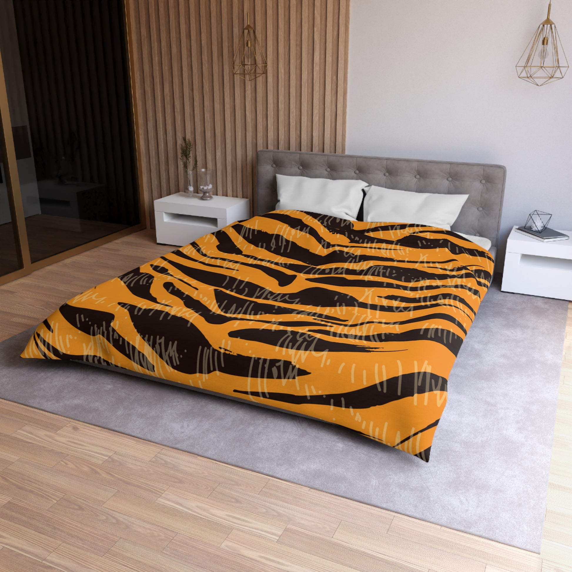 Tiger Scratches Orange & Black Microfiber Duvet Cover, Artsulli - Art is Long, Life is Short, Home Decor, , , , , , , 
