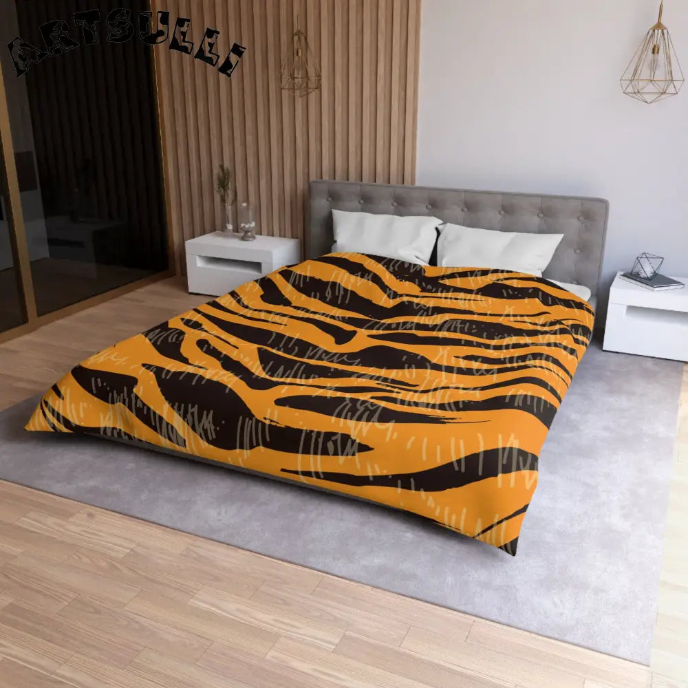 JAKKOUTTHEBXX Tiger Scratches Orange & Black Microfiber Duvet Cover