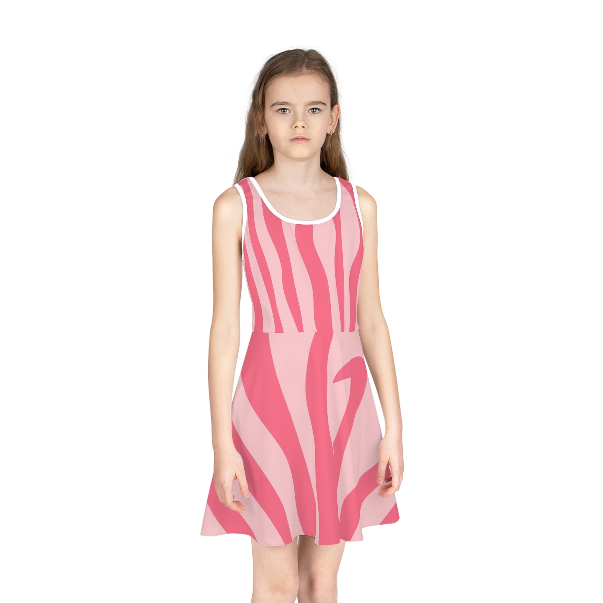 Nagels Pink Zebra Girls' Sleeveless Sundress (AOP), Artsulli - Art is Long, Life is Short, All Over Prints, , , , , , , 