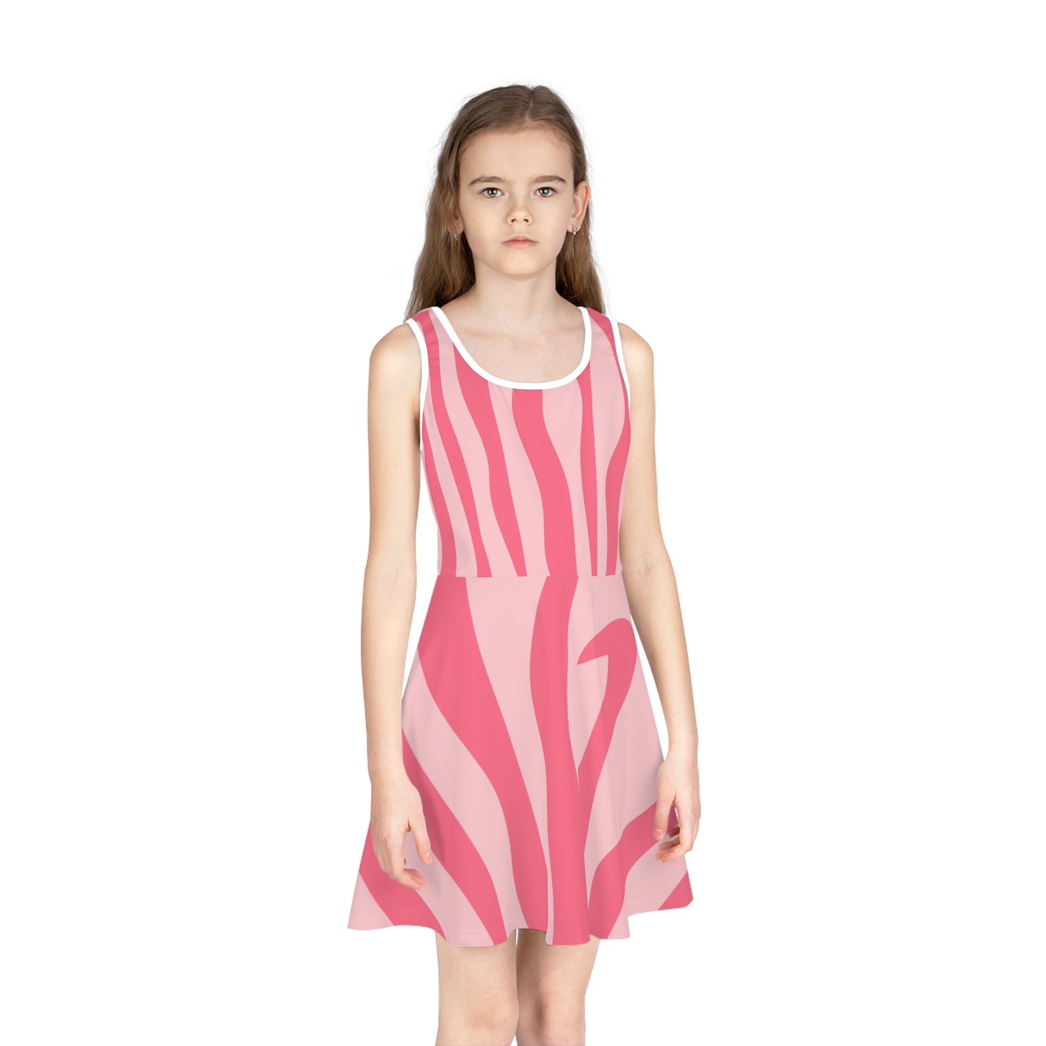 Nagels Pink Zebra Girls' Sleeveless Sundress (AOP), Artsulli - Art is Long, Life is Short, All Over Prints, , , , , , , 