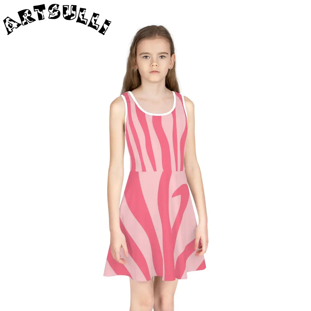 JAKKOUTTHEBXX Pink Wavy Art Printed Sleeveless Sundress 2025