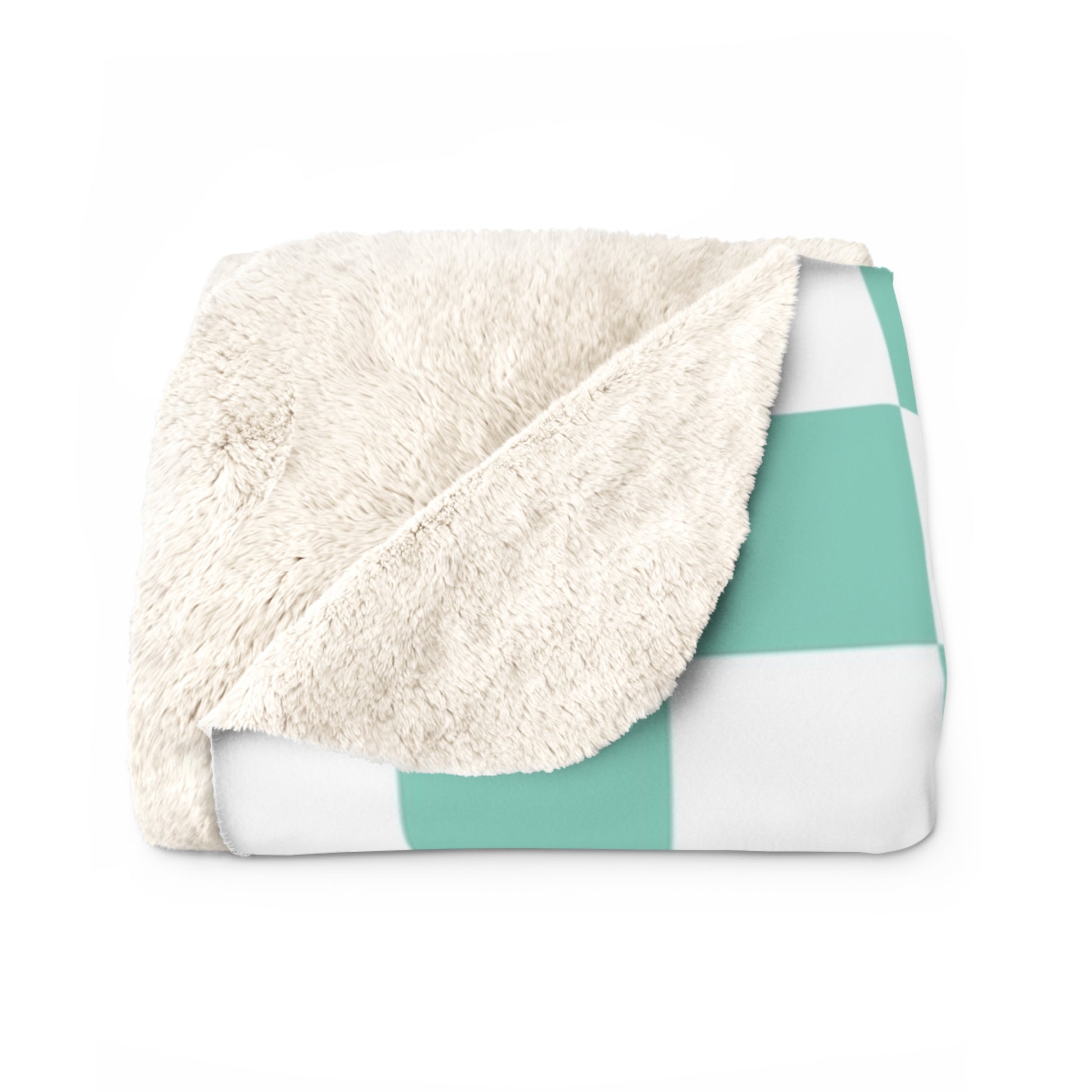 Checkerboard Light Green Sherpa Fleece Blanket, Artsulli - Art is Long, Life is Short, Home Decor, , , , , , , 