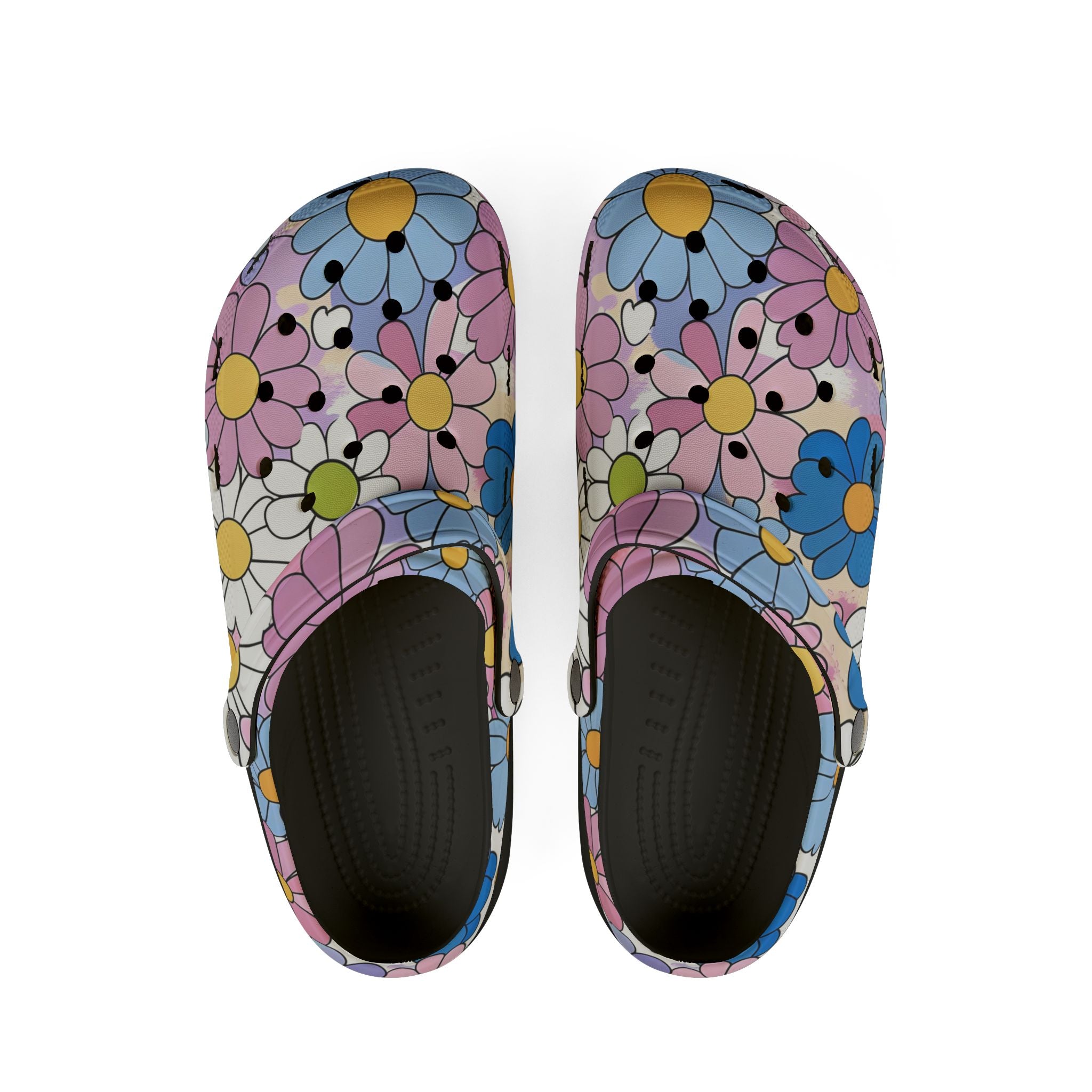 Flower Hour Purple and Blue EVA Foam Rubber Shoes (AOP), Artsulli - Art is Long, Life is Short, Shoes, Size, US 6 (Women's), Color, Black, , , 52249574734118