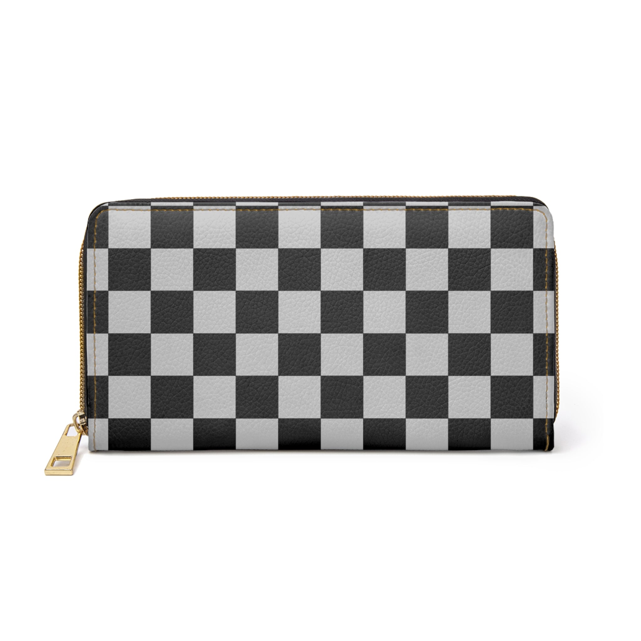 Checkerboard Dada Black and Light Gray Zipper Wallet, Artsulli - Art is Long, Life is Short, Accessories, Size, One size, Color, White, , , 21621144929077999415