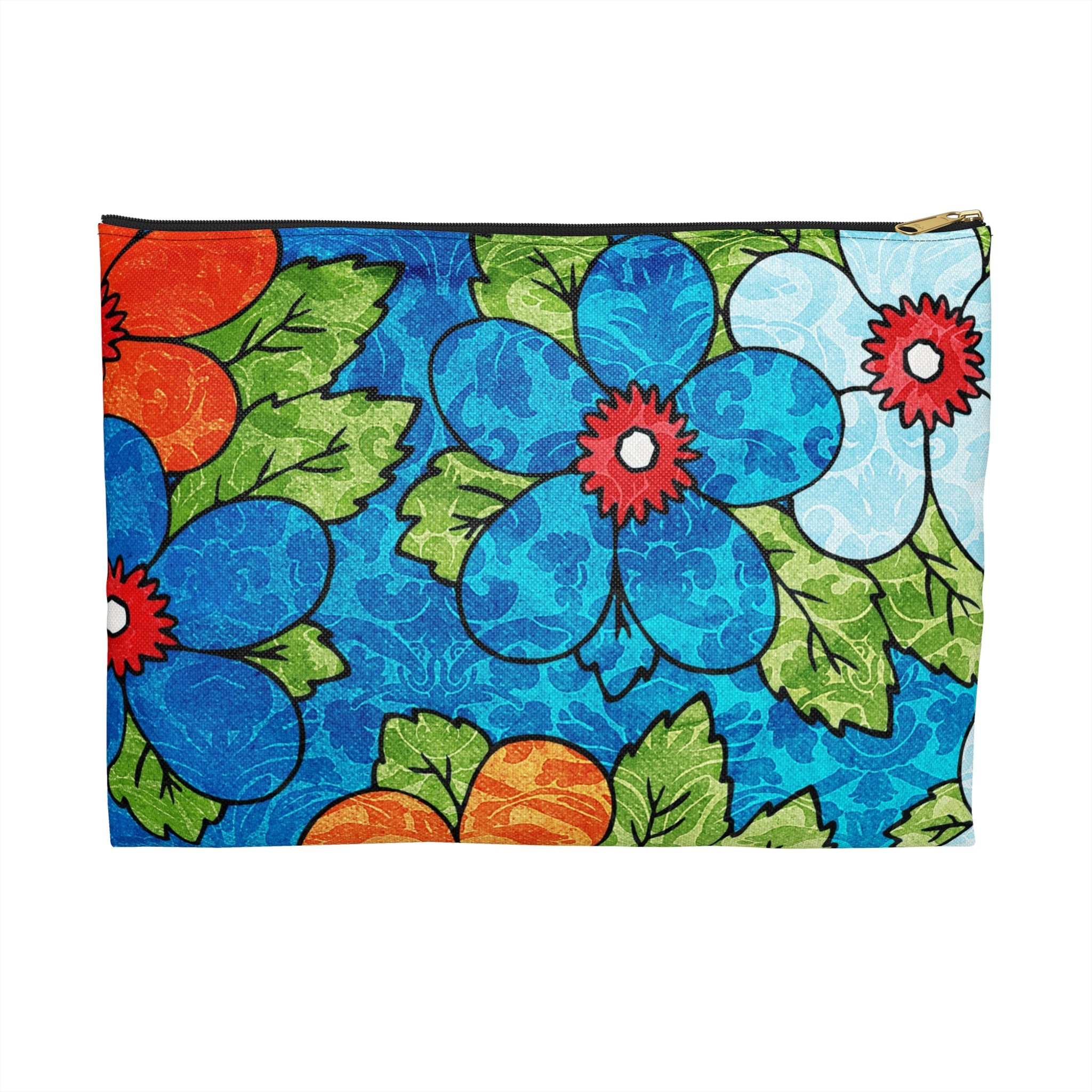 Blue Orange Groovy Accessory Pouch, Artsulli - Art is Long, Life is Short, Bags, Size, Large, Color, Black zipper, , , 30070105143284391187