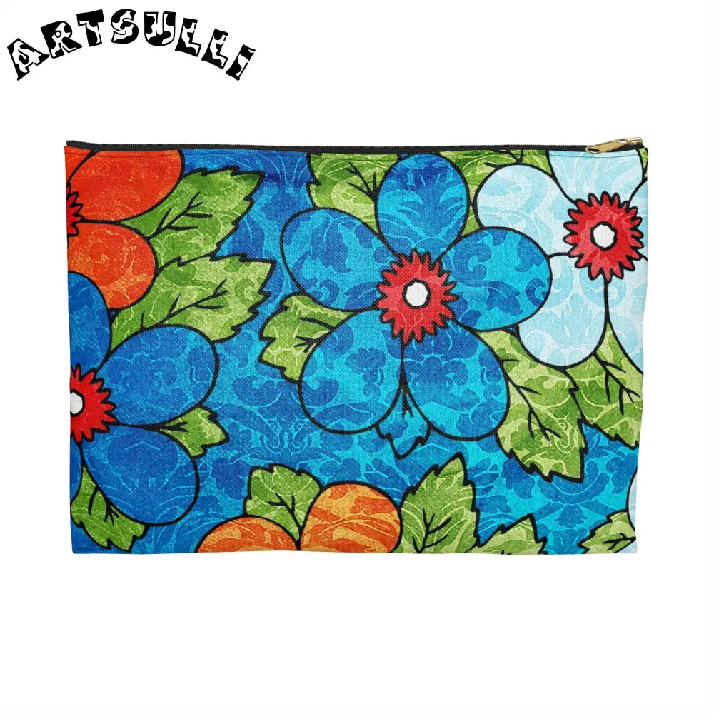 Blue Orange Groovy Accessory Pouch, Artsulli - Art is Long, Life is Short, Bags, Size, Large, Color, Black zipper, , , 30070105143284391187