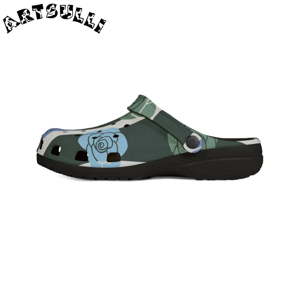 JAKKOUTTHEBXX Stripes x Roses Black and White EVA Foam Rubber Shoes