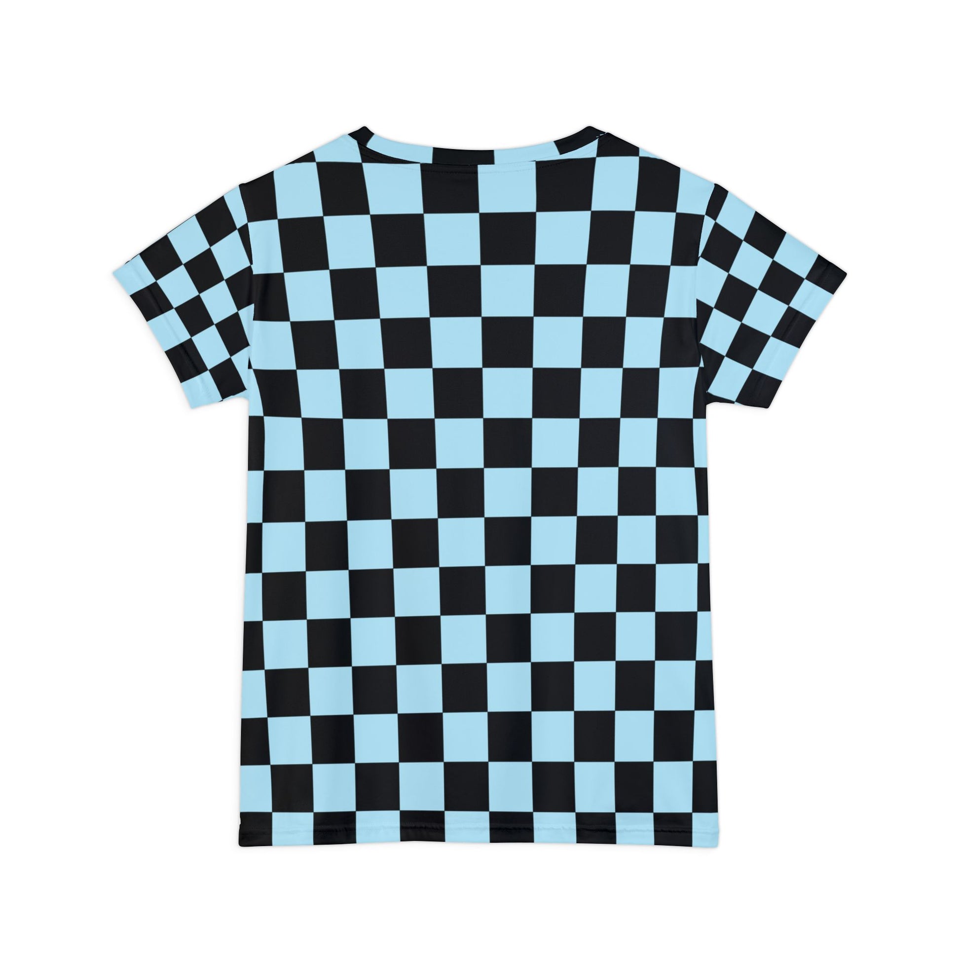 Checkerboard Black and Blue Women's Short Sleeve Shirt (AOP), Artsulli - Art is Long, Life is Short, All Over Prints, , , , , , , 