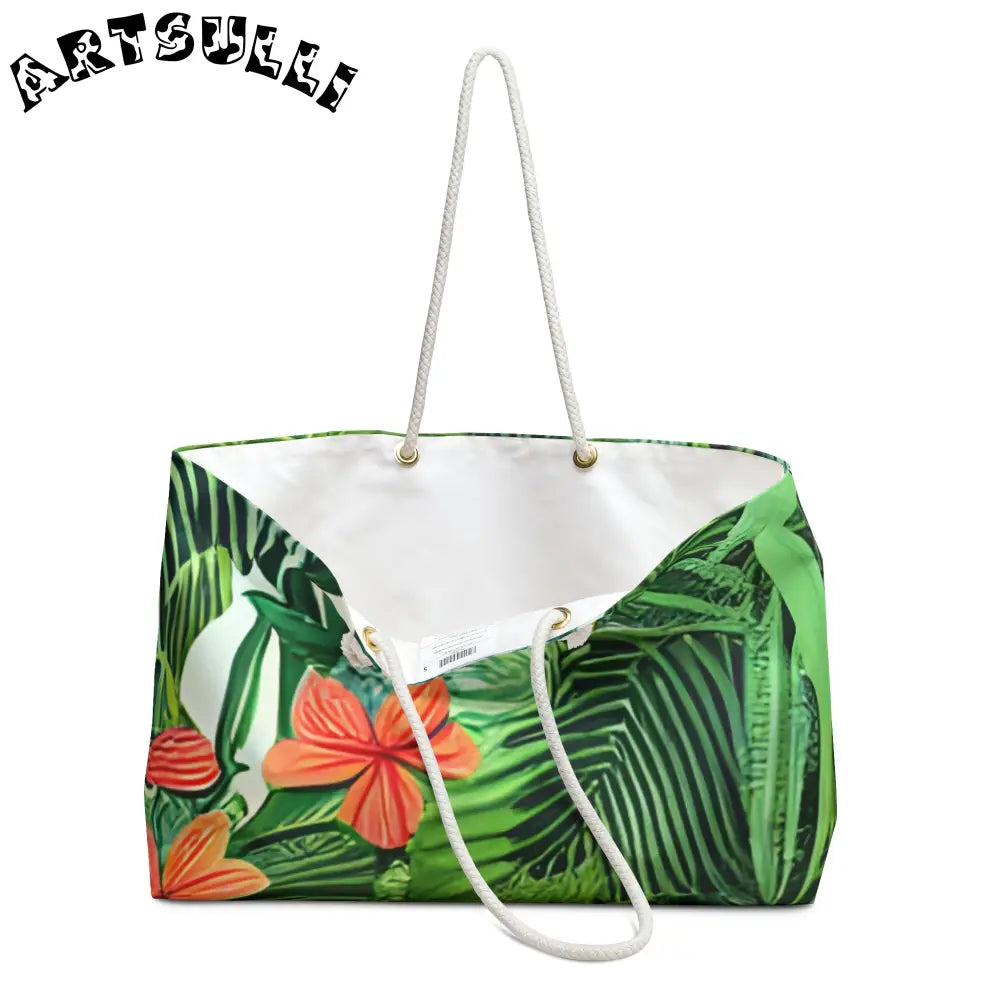 JAKKOUTTHEBXX Tropical Print Tote Bag with Rope Handles