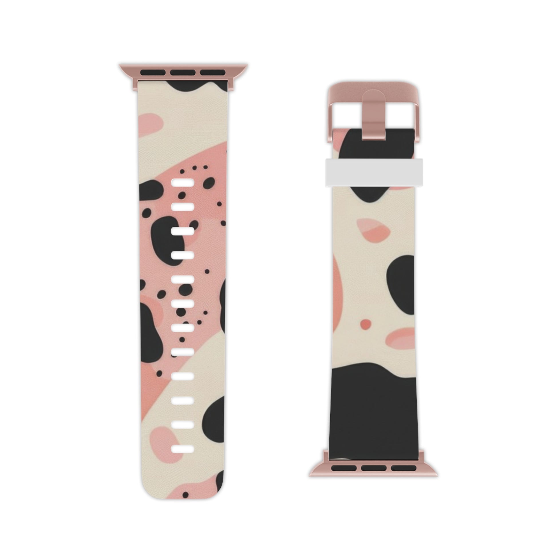 Organic Cow Print Cream and Pink Watch Band for Apple Watch, Artsulli - Art is Long, Life is Short, Accessories, , , , , , , 
