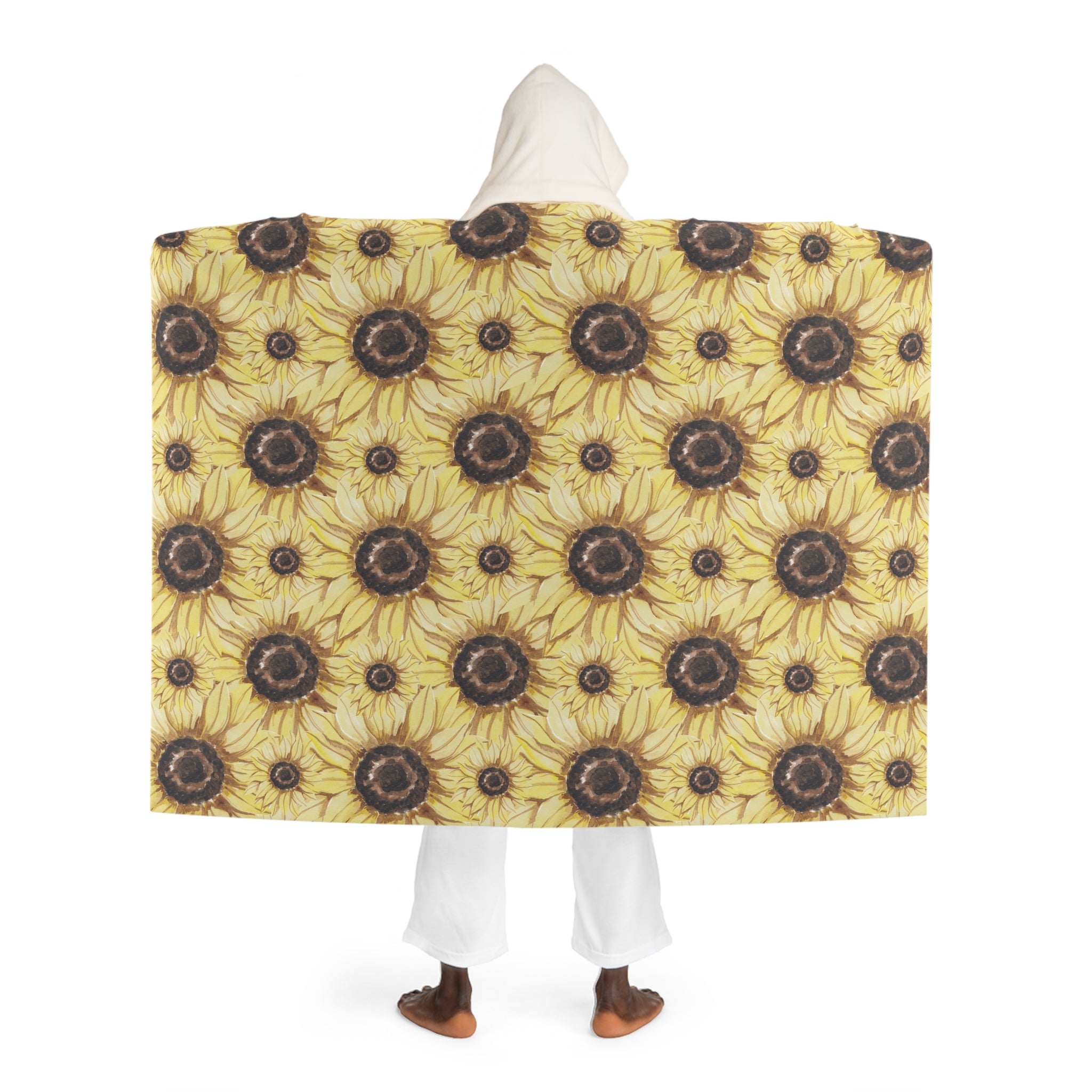 Retro Anime Sunflower Hooded Sherpa Fleece Blanket, Artsulli - Art is Long, Life is Short, All Over Prints, , , , , , , 