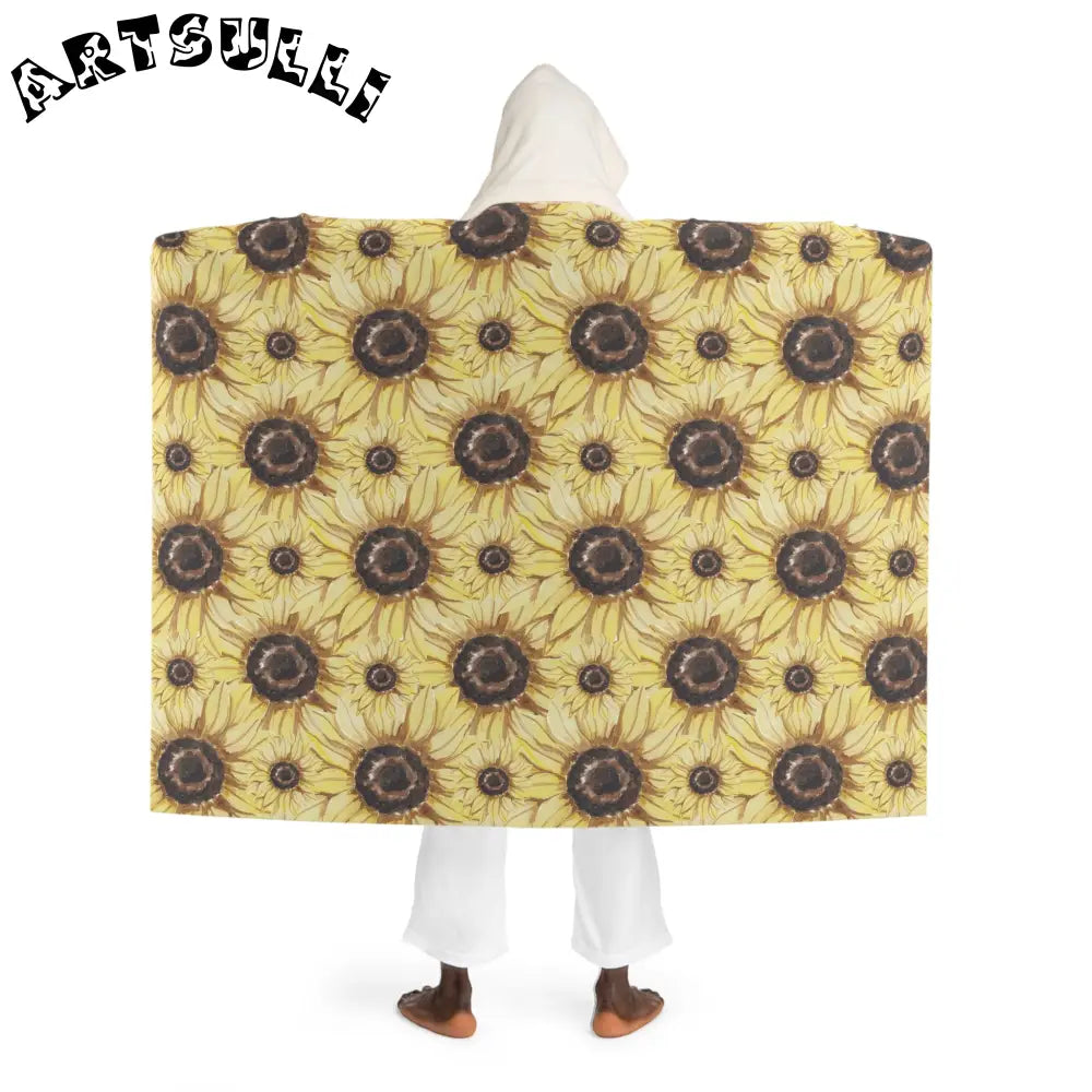 JAKKOUTTHEBXX Retro Anime Sunflower Hooded Sherpa Fleece Blanket
