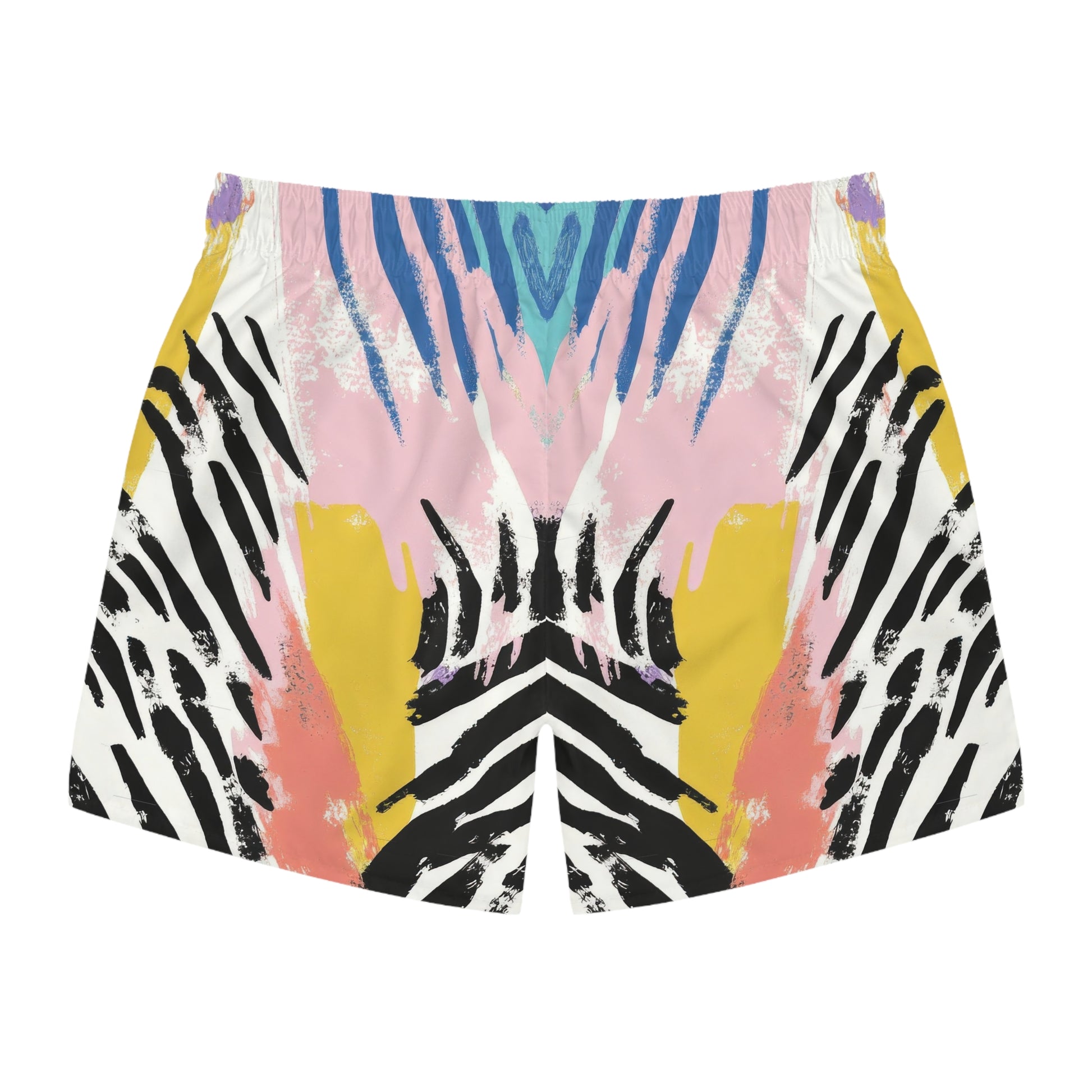 Wild Zebra Stripes x Paint Brush Strokes Multi-Color Swim Trunks (AOP), Artsulli - Art is Long, Life is Short, All Over Prints, , , , , , , 