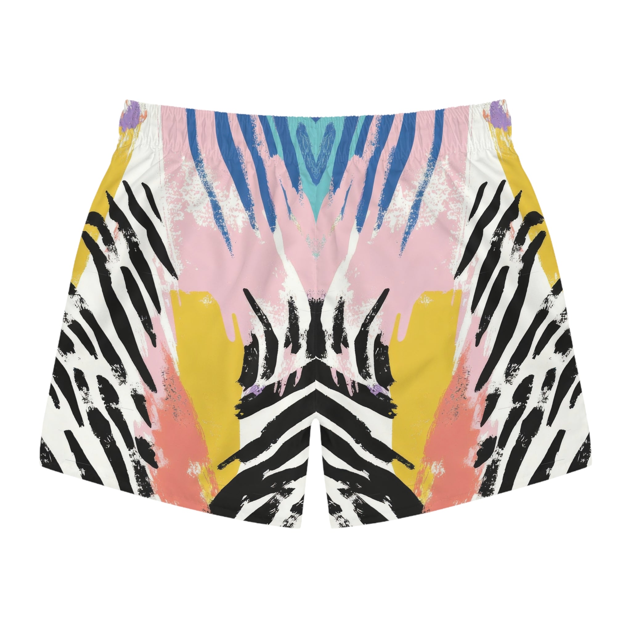 Wild Zebra Stripes x Paint Brush Strokes Multi-Color Swim Trunks (AOP), Artsulli - Art is Long, Life is Short, All Over Prints, , , , , , , 