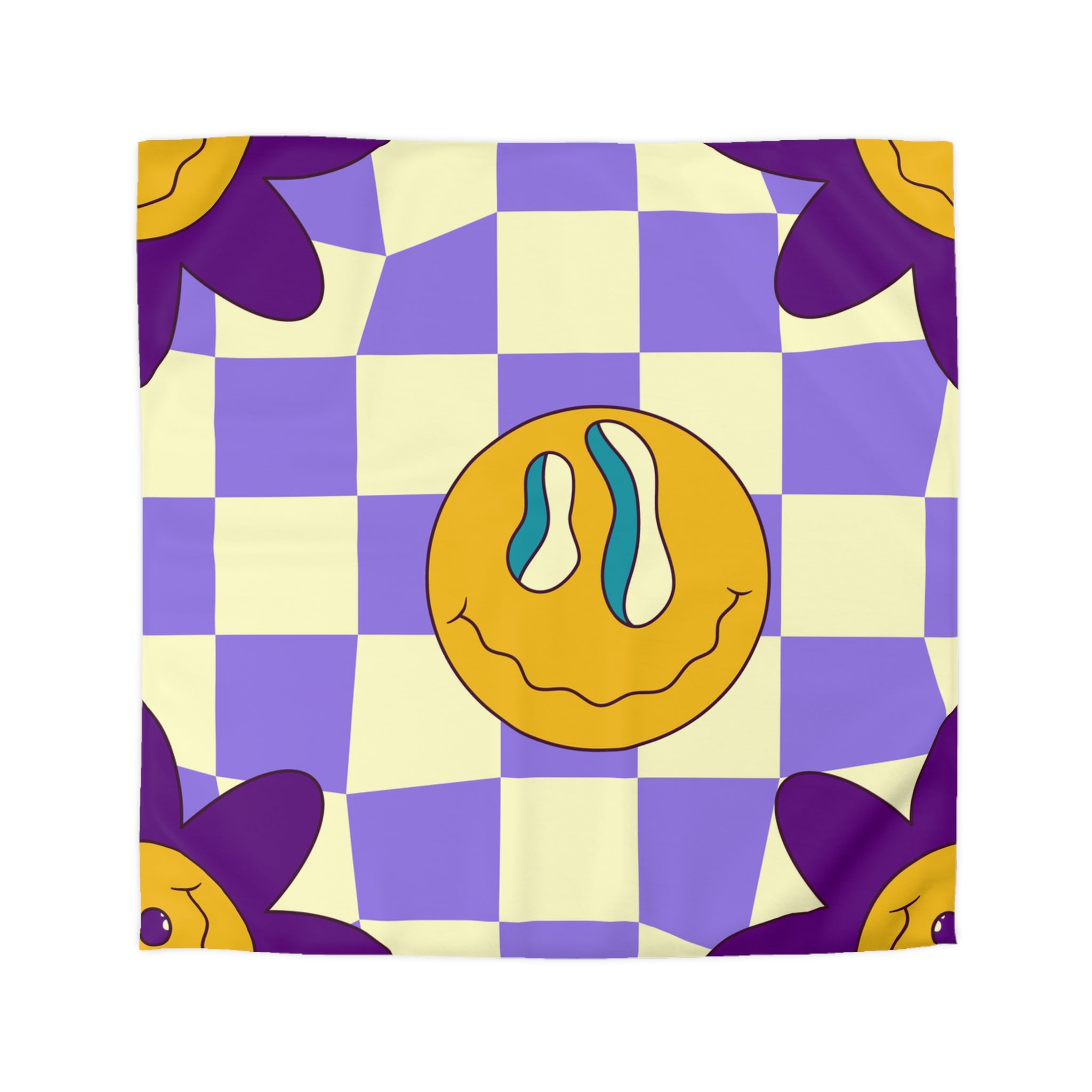 Trippy Flower Power Motifs Microfiber Duvet Cover, Artsulli - Art is Long, Life is Short, Home Decor, Size, Queen, Color, Cream, , , 13726605745704