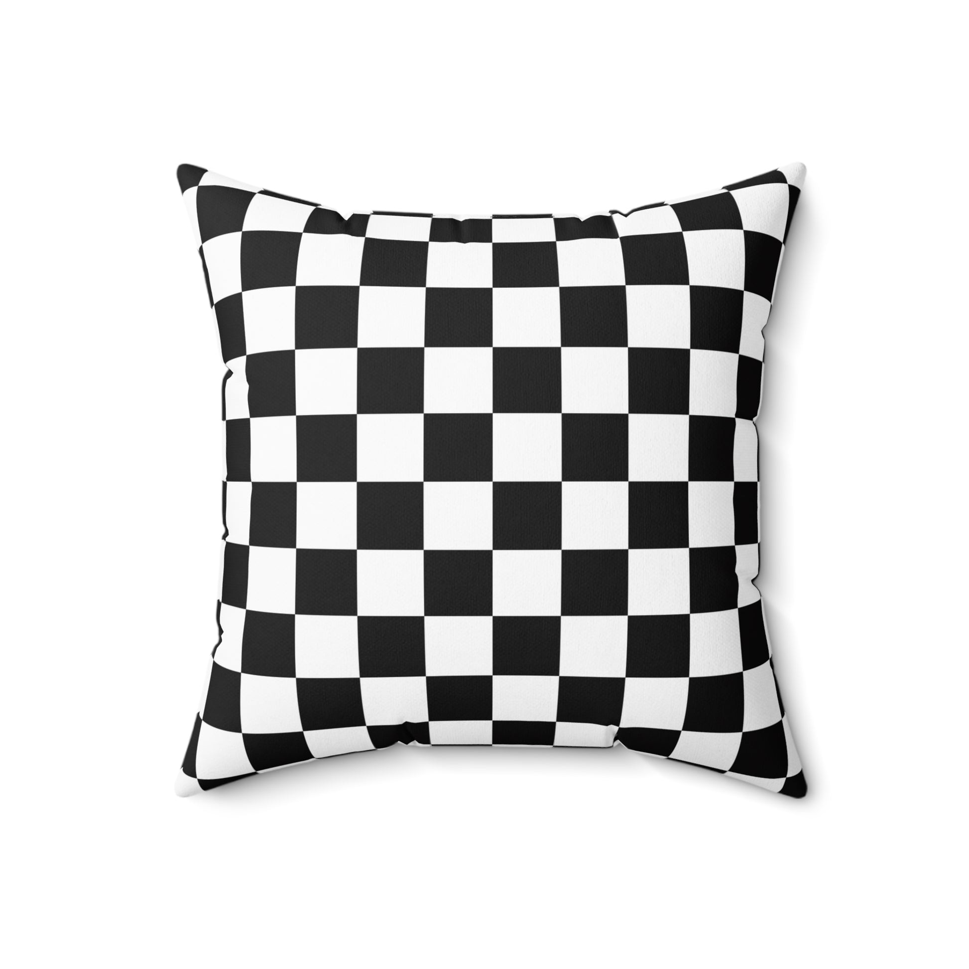 Checkerboard Black and White Spun Polyester Square Pillow, Artsulli - Art is Long, Life is Short, Home Decor, Size, 18" × 18", , , , , 24557610376527