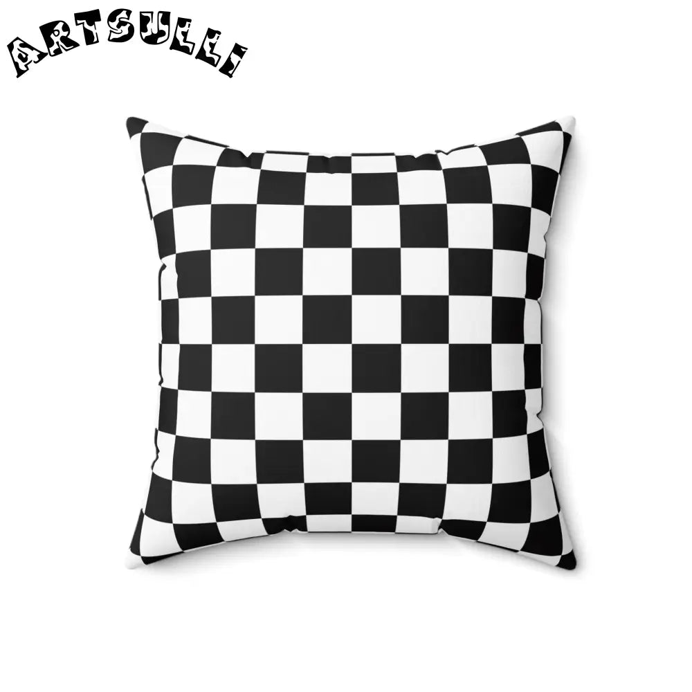 JAKKOUTTHEBXX Checkerboard Black and White Spun Polyester Square