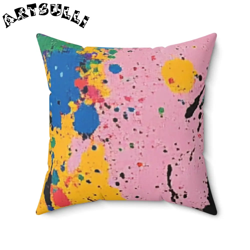JAKKOUTTHEBXX The Colors Of Paint Splatter Spun Polyester Square